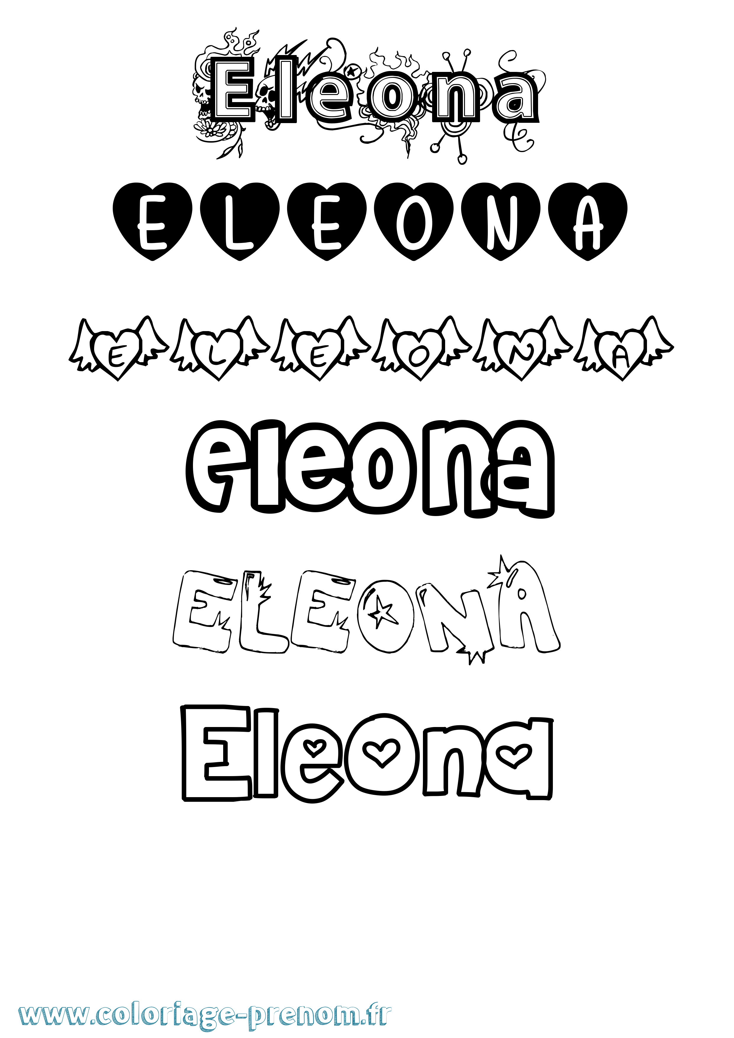 Coloriage prénom Eleona Girly
