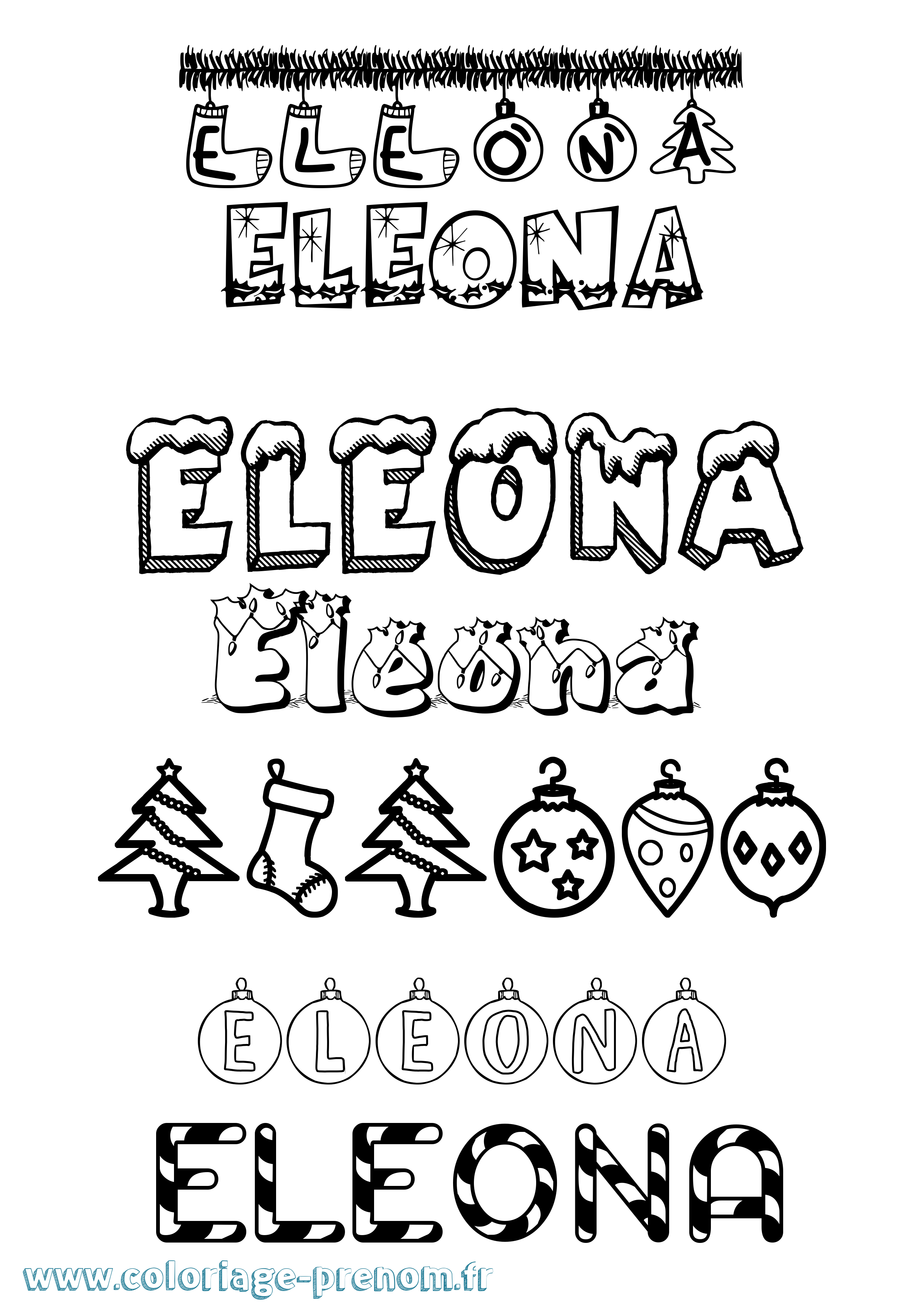 Coloriage prénom Eleona Noël