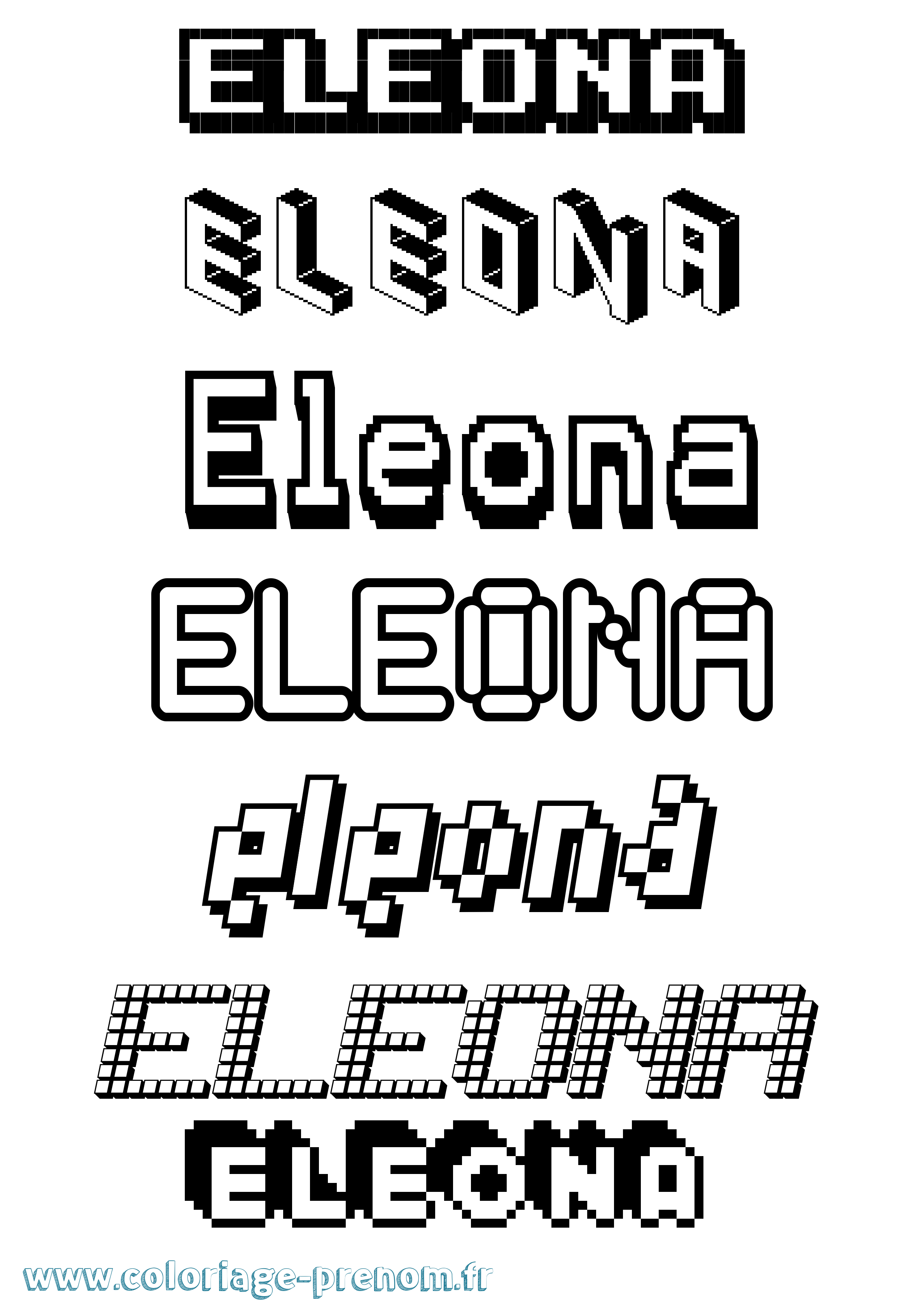 Coloriage prénom Eleona Pixel