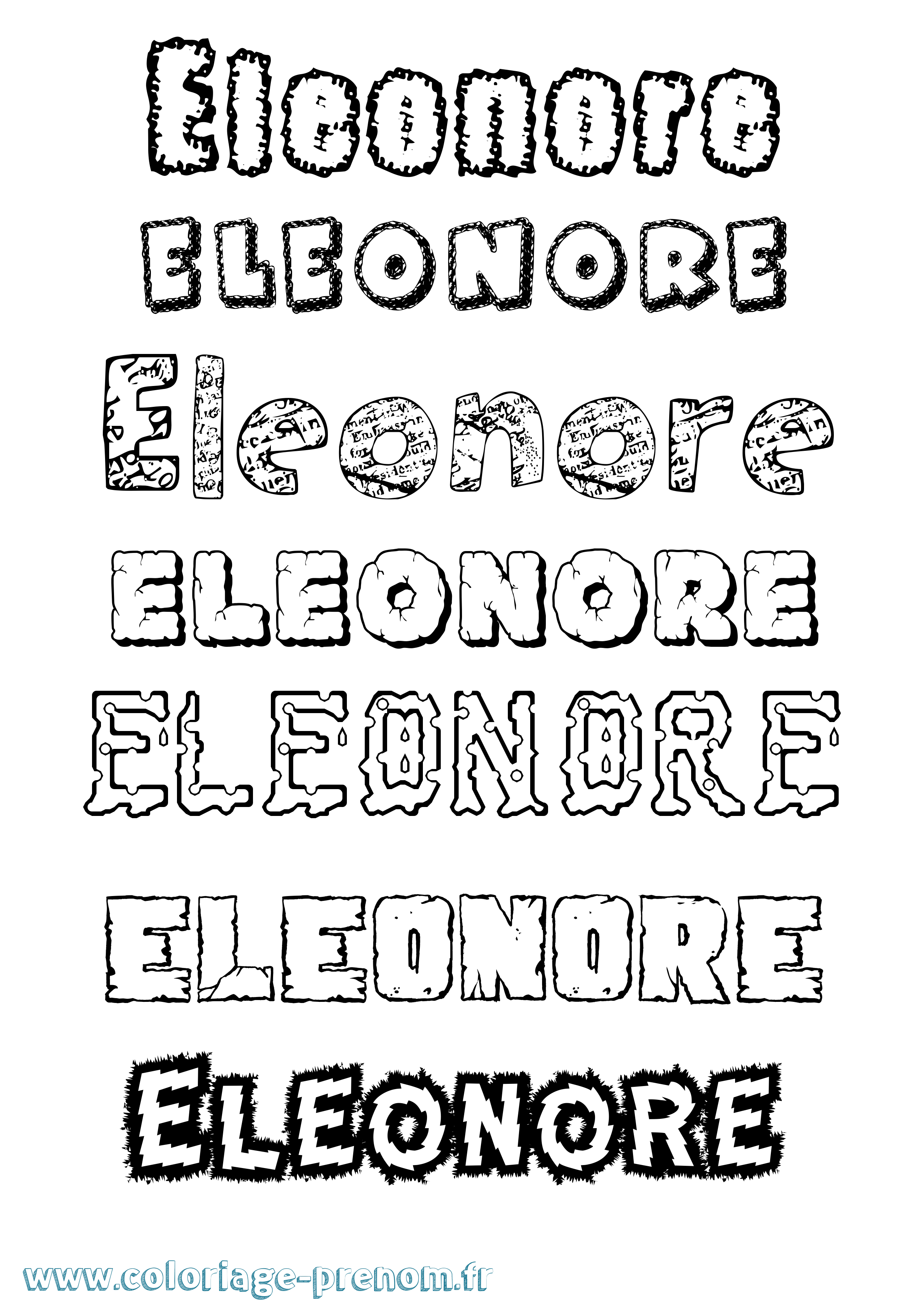Coloriage prénom Eleonore Destructuré