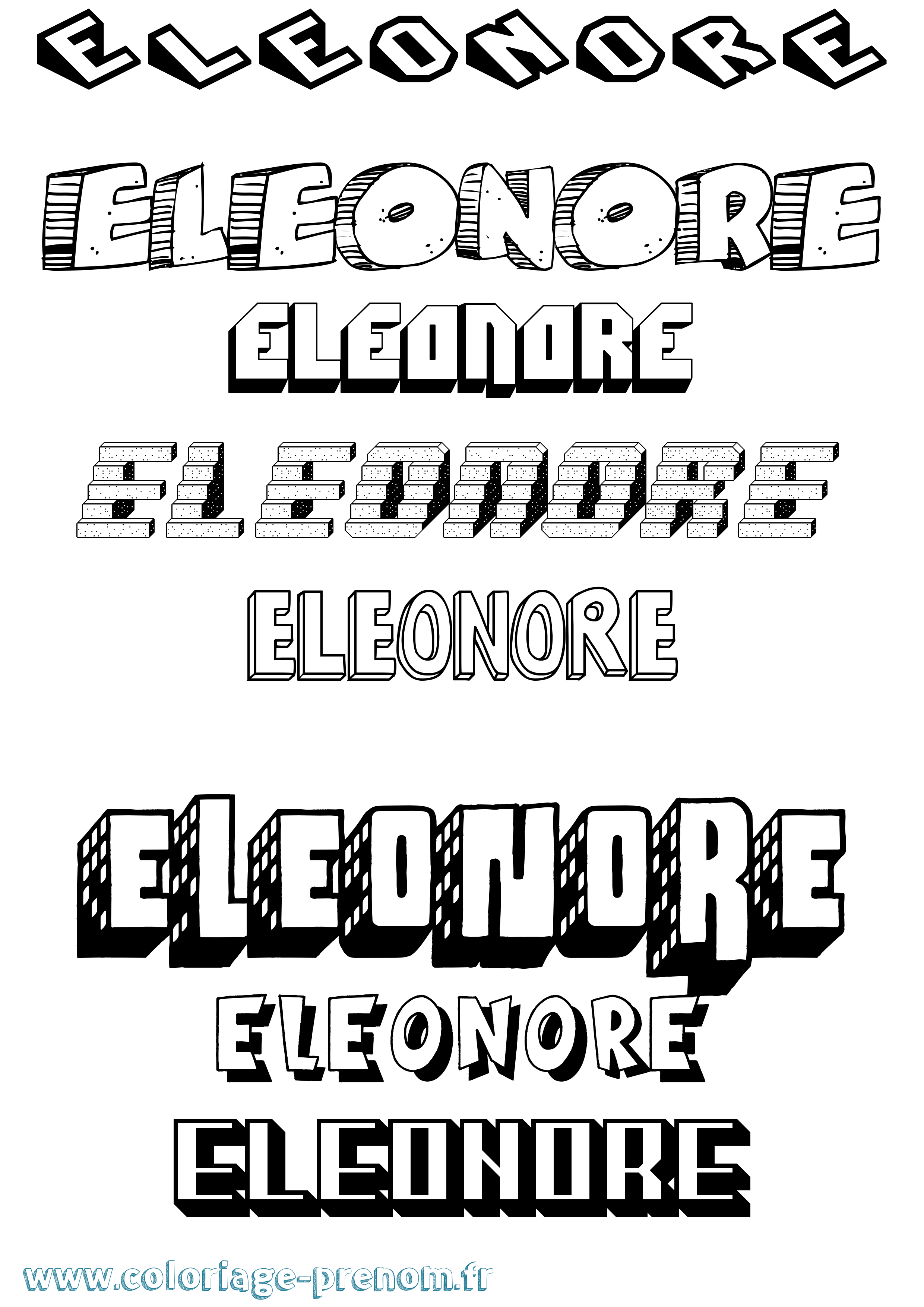 Coloriage prénom Eleonore Effet 3D