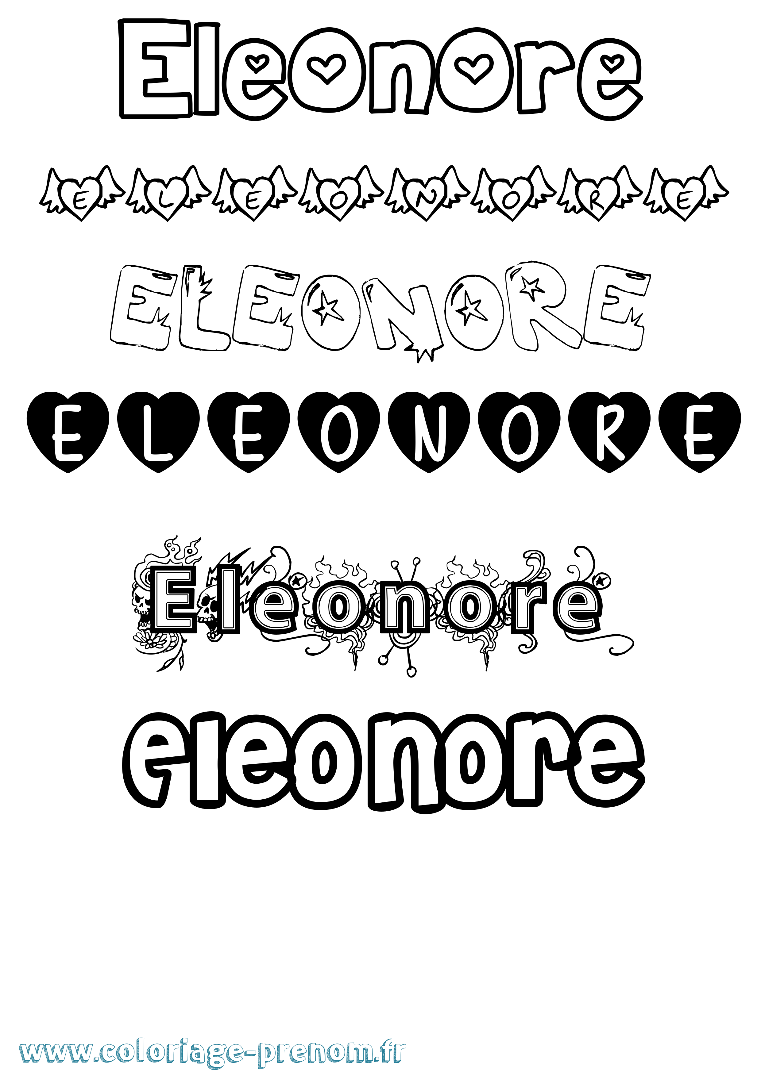 Coloriage prénom Eleonore Girly
