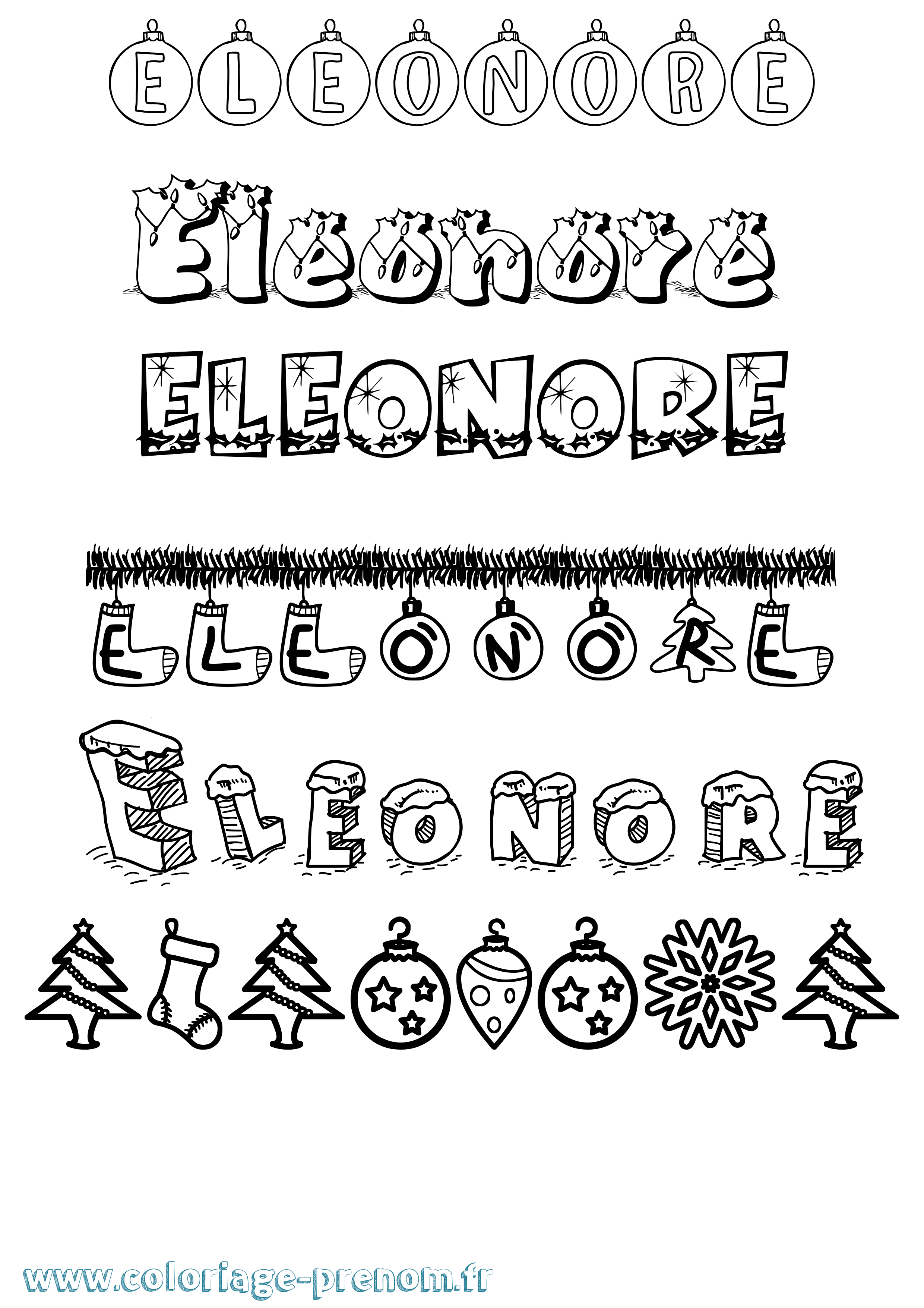 Coloriage prénom Eleonore Noël