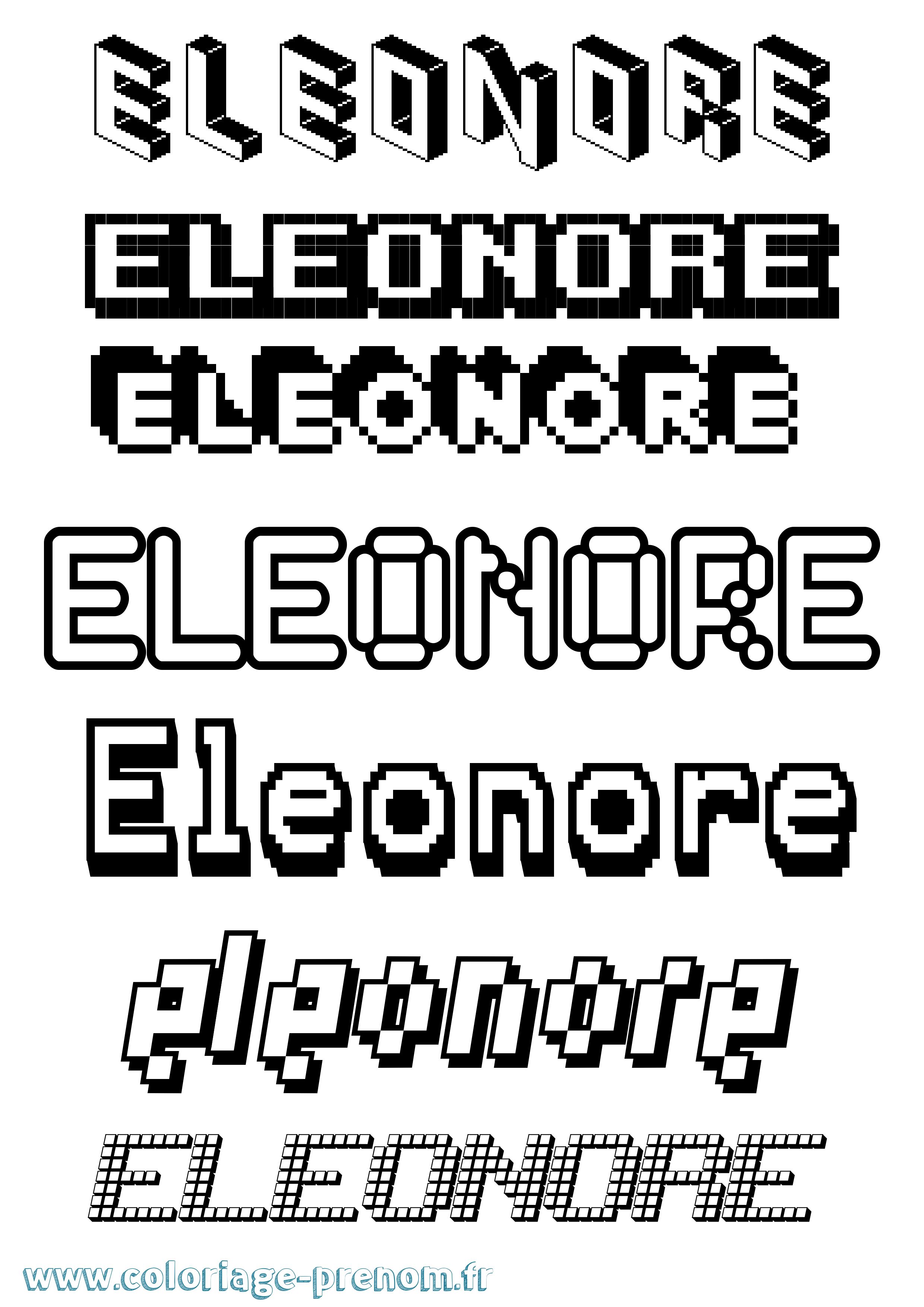 Coloriage prénom Eleonore Pixel