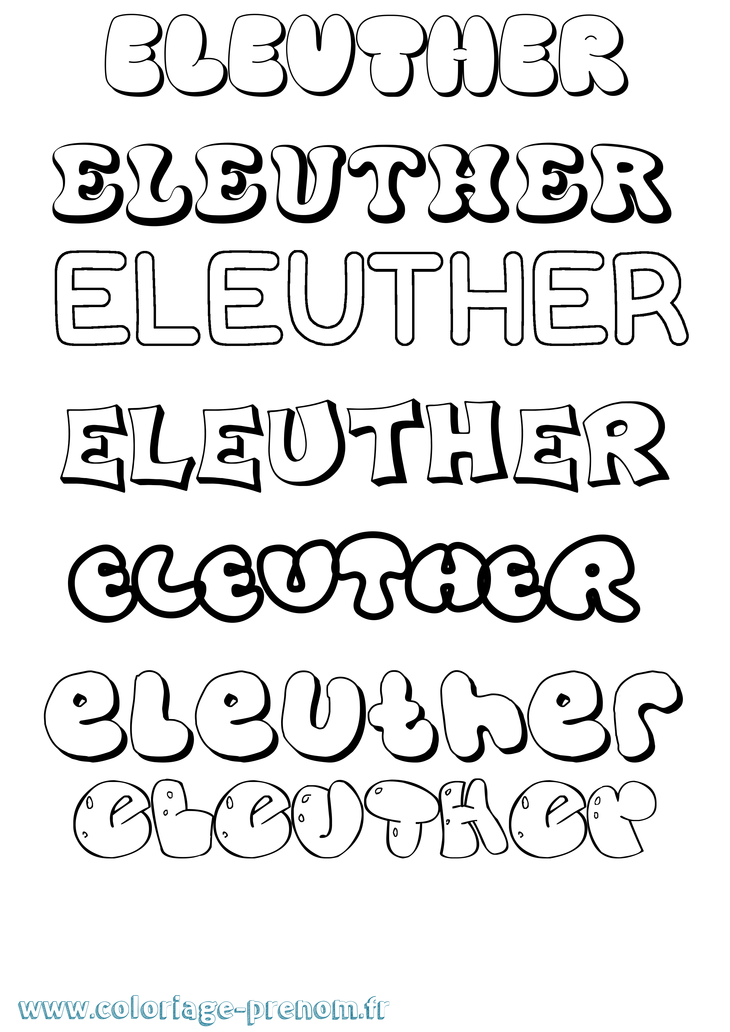 Coloriage prénom Eleuther Bubble