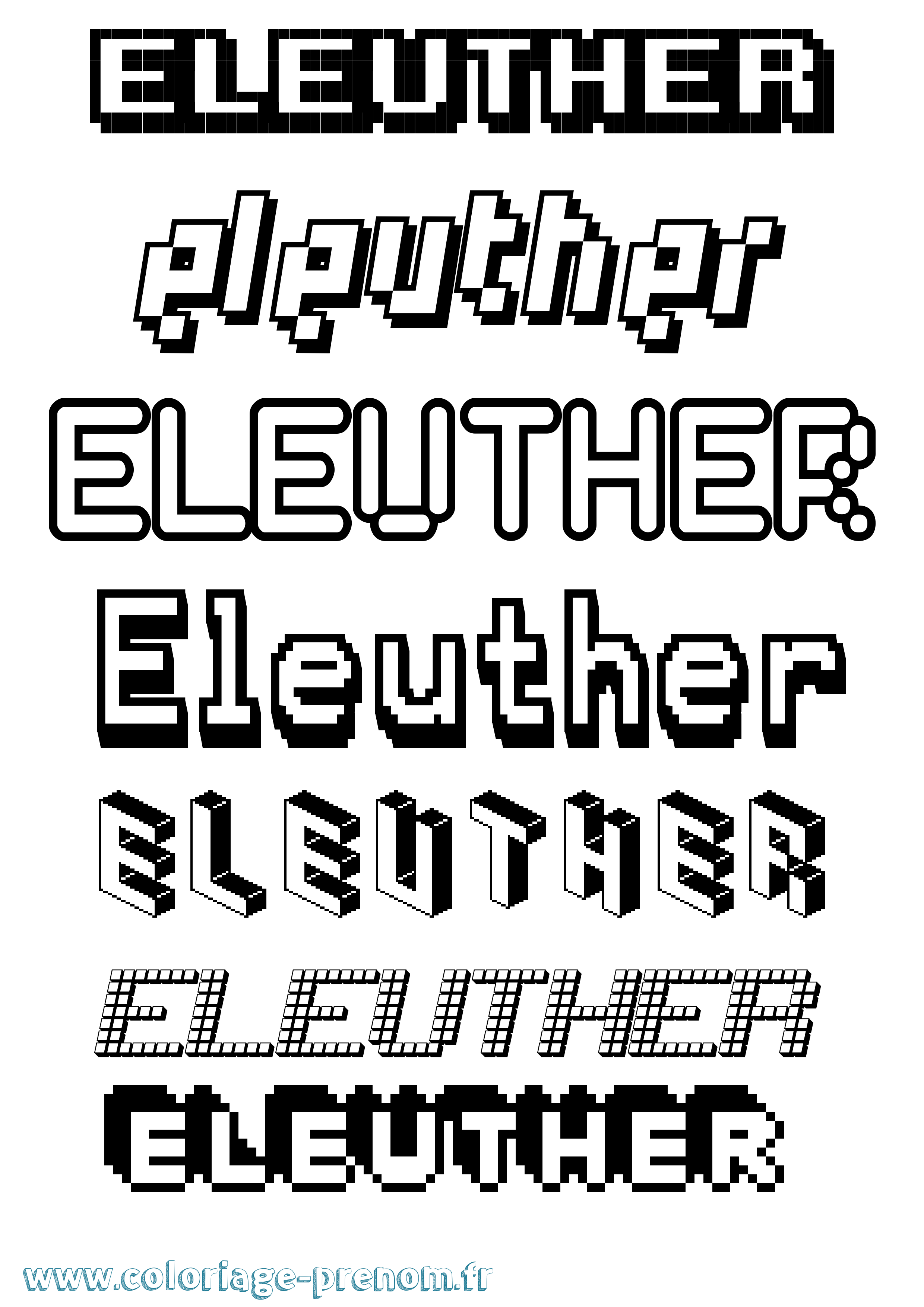 Coloriage prénom Eleuther Pixel