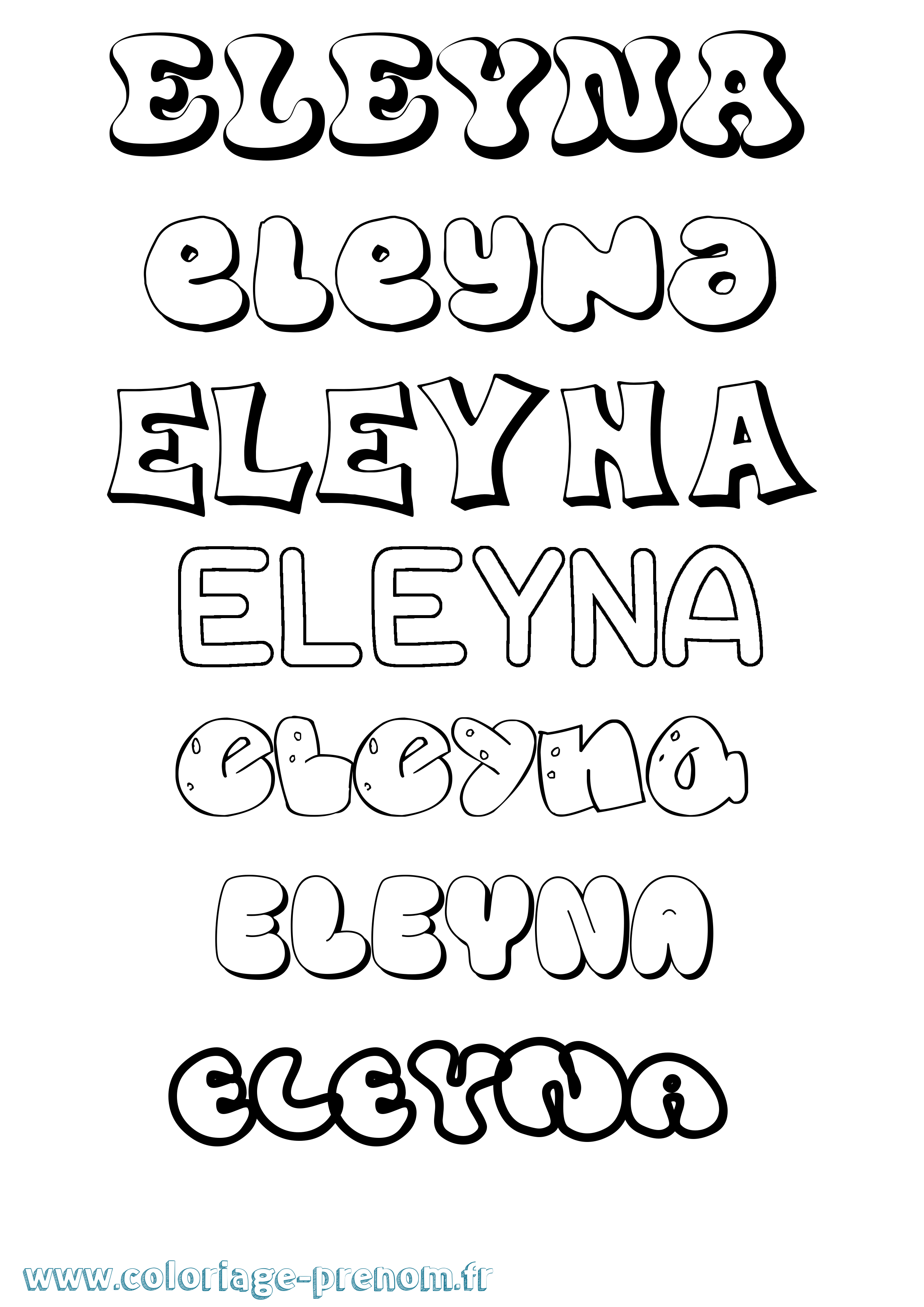 Coloriage prénom Eleyna Bubble
