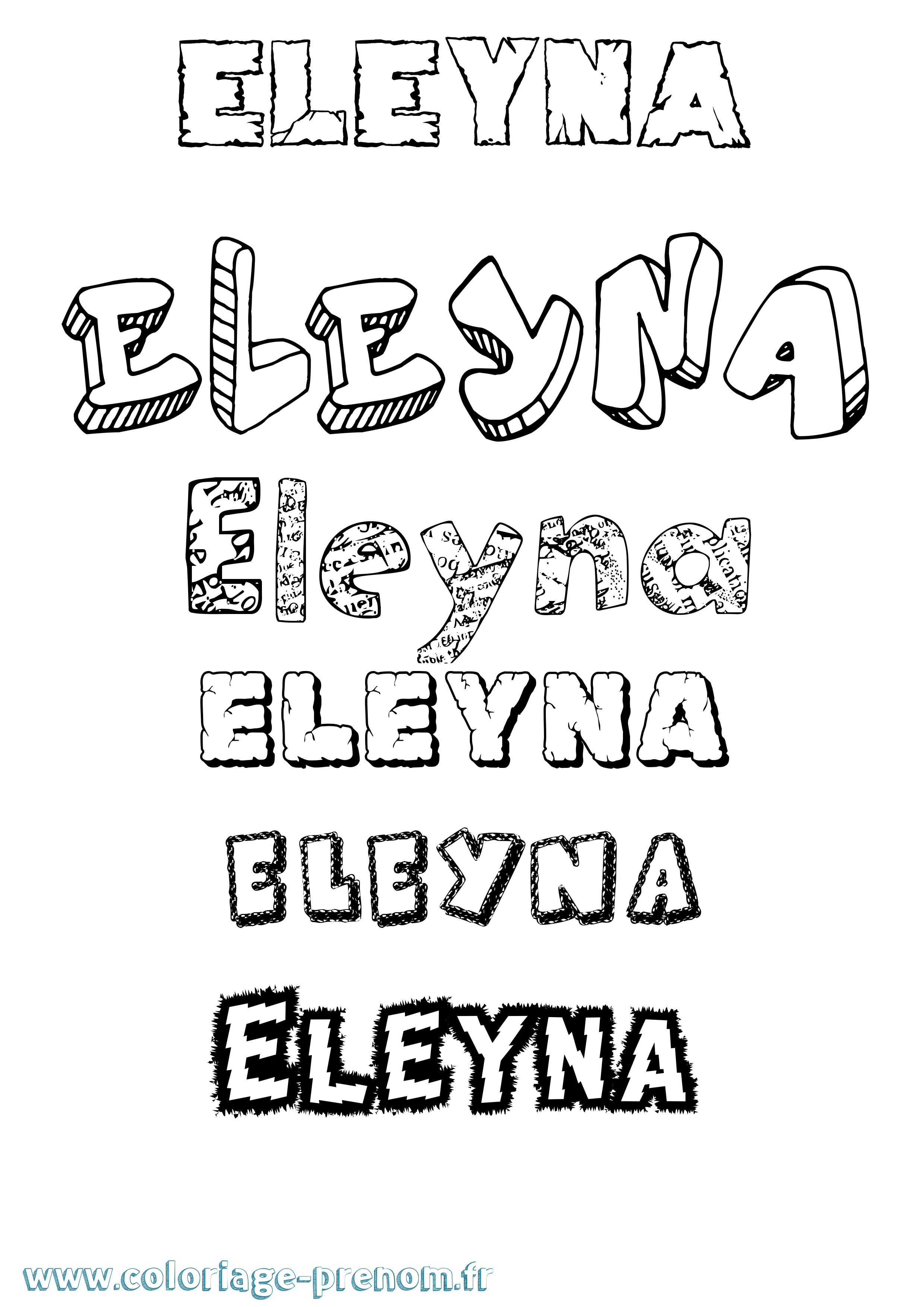 Coloriage prénom Eleyna Destructuré