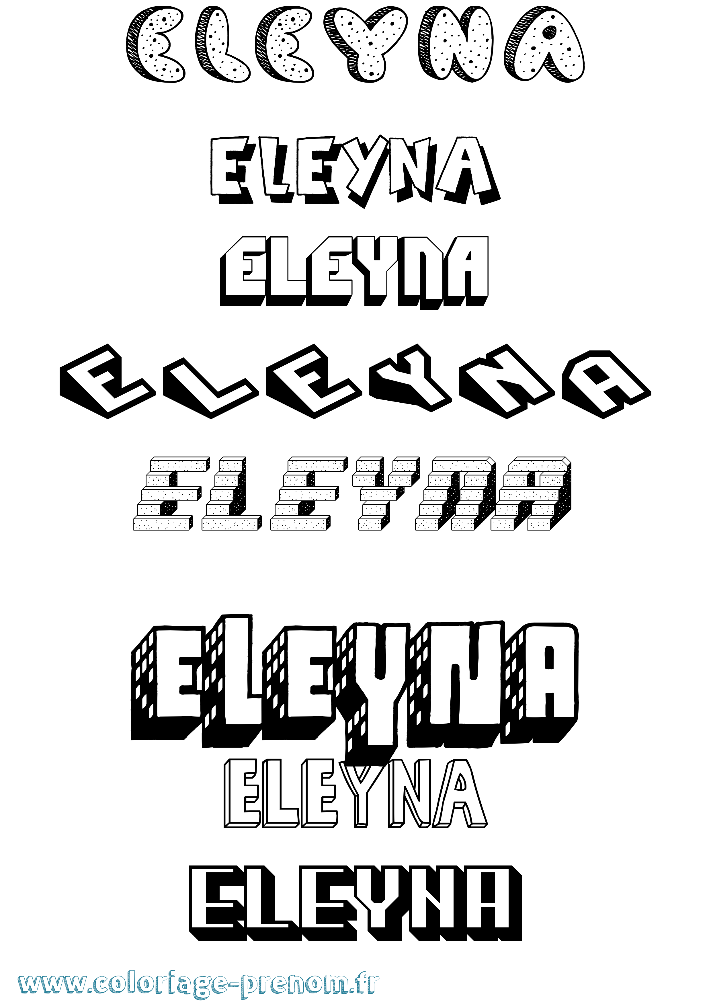Coloriage prénom Eleyna Effet 3D