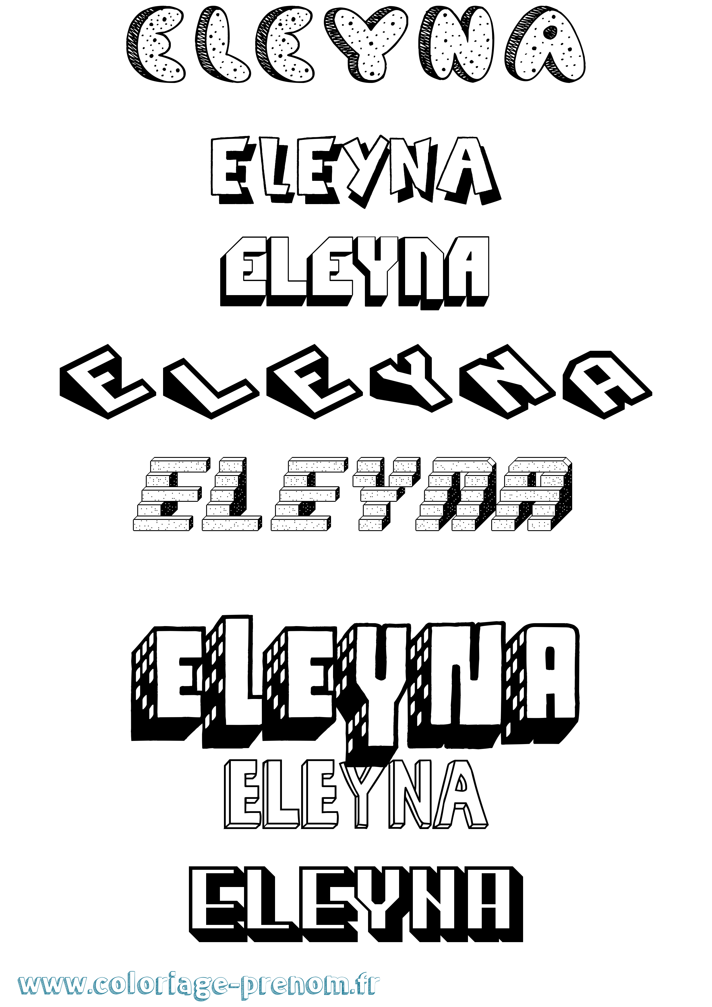 Coloriage Eleyna Effet 3D Coloriage prénom Eleyna Effet 3D
