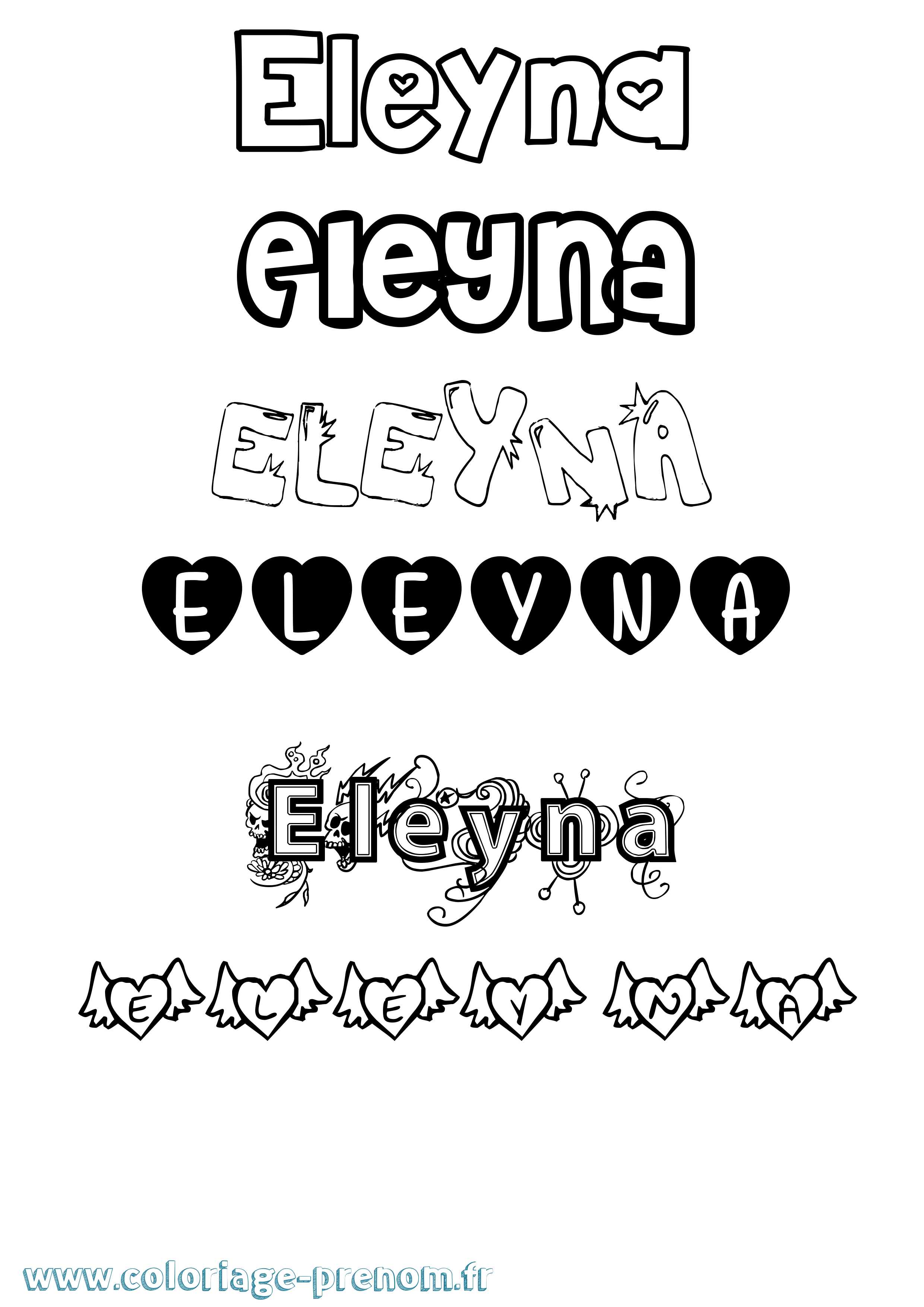 Coloriage prénom Eleyna Girly
