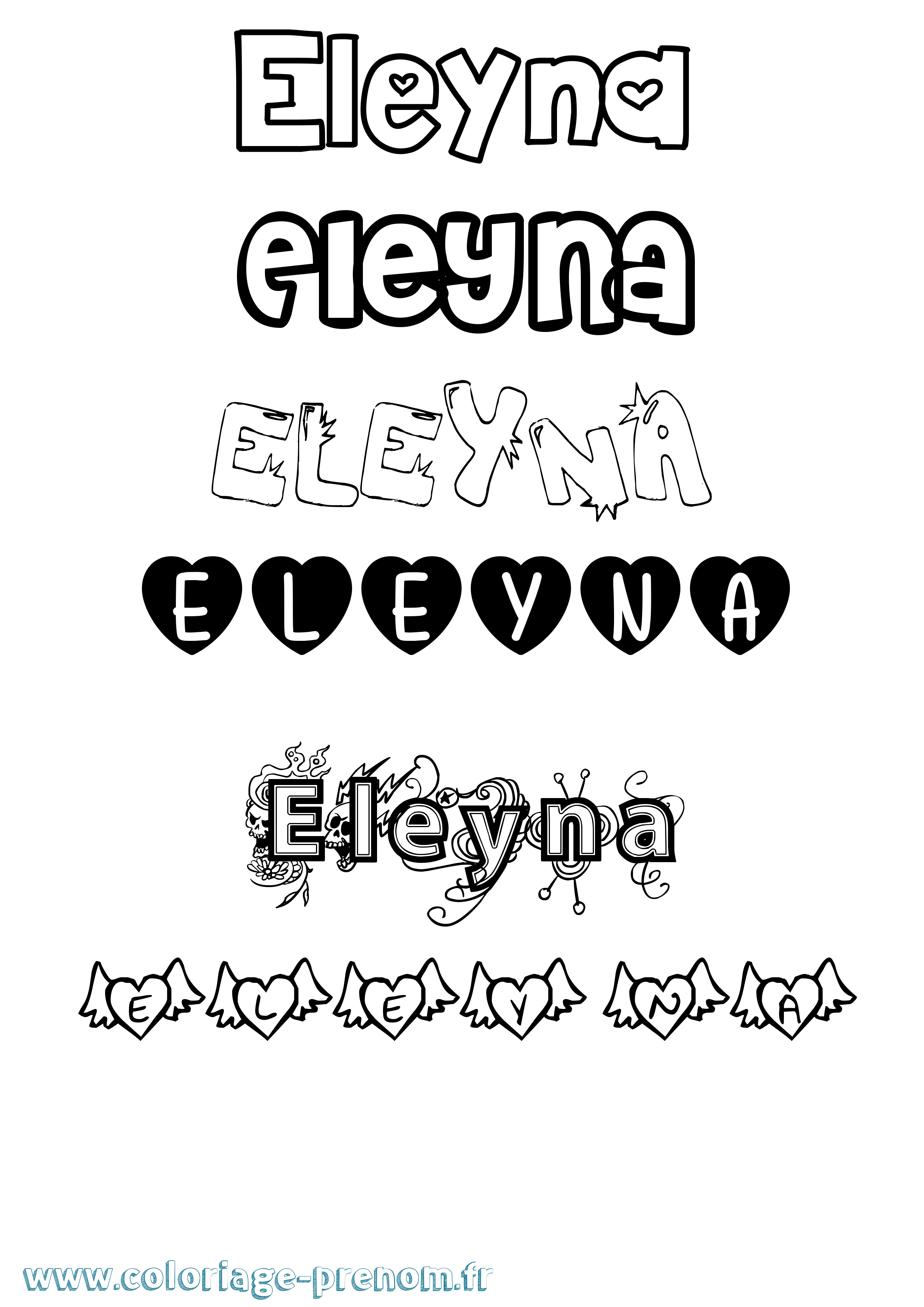 Coloriage Eleyna Girly Coloriage prénom Eleyna Girly