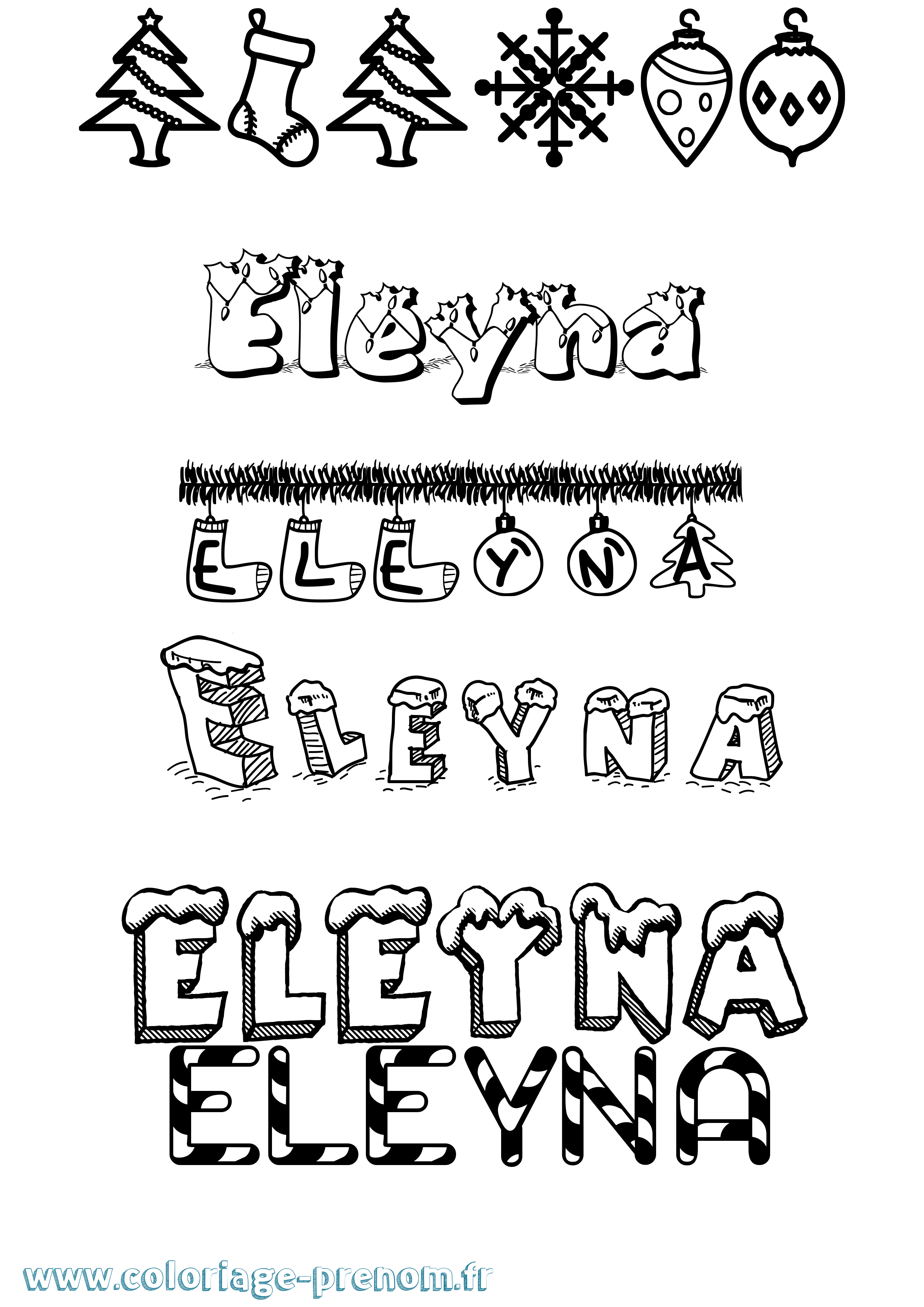 Coloriage prénom Eleyna Noël
