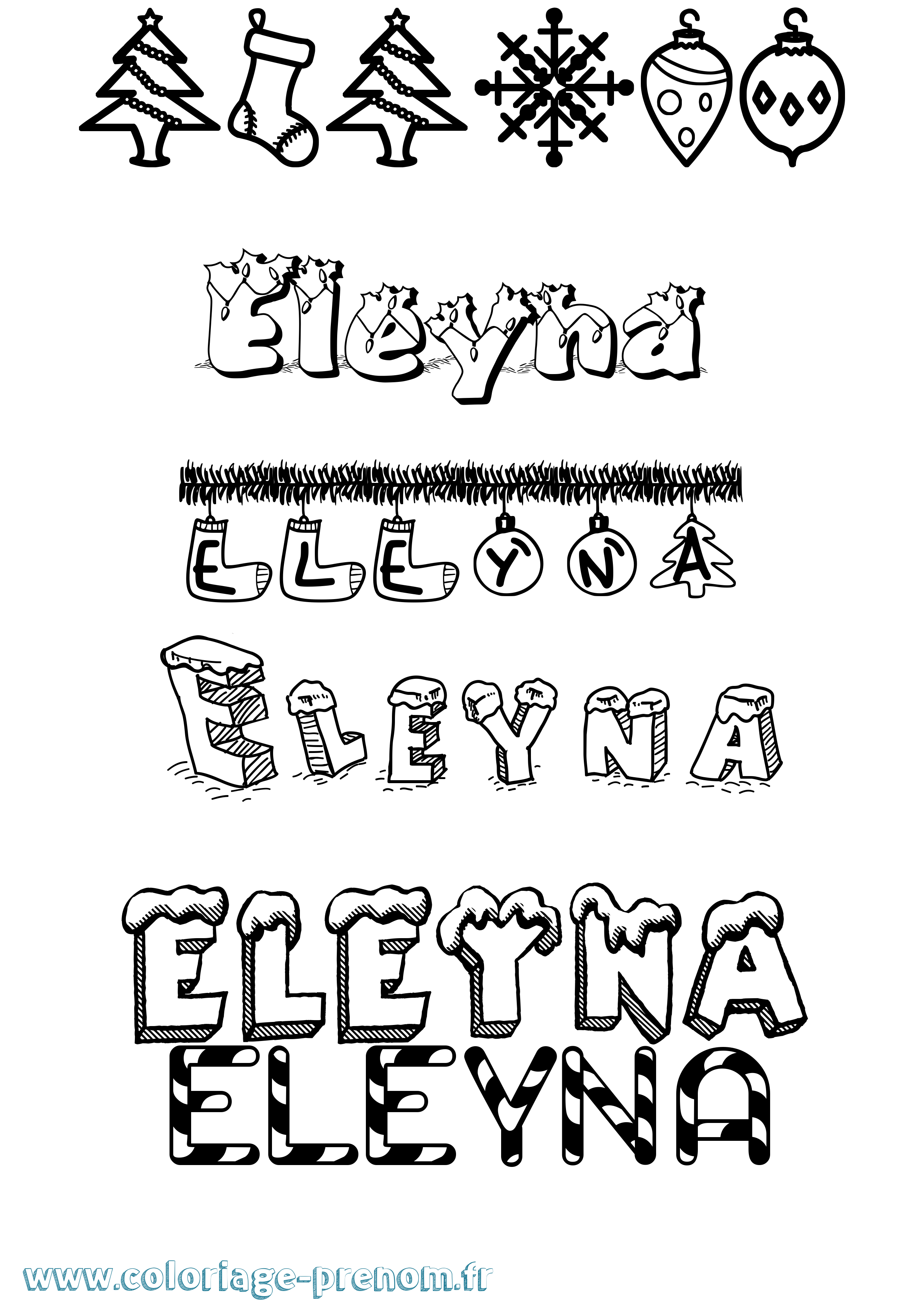 Coloriage Eleyna Noël Coloriage prénom Eleyna Noël