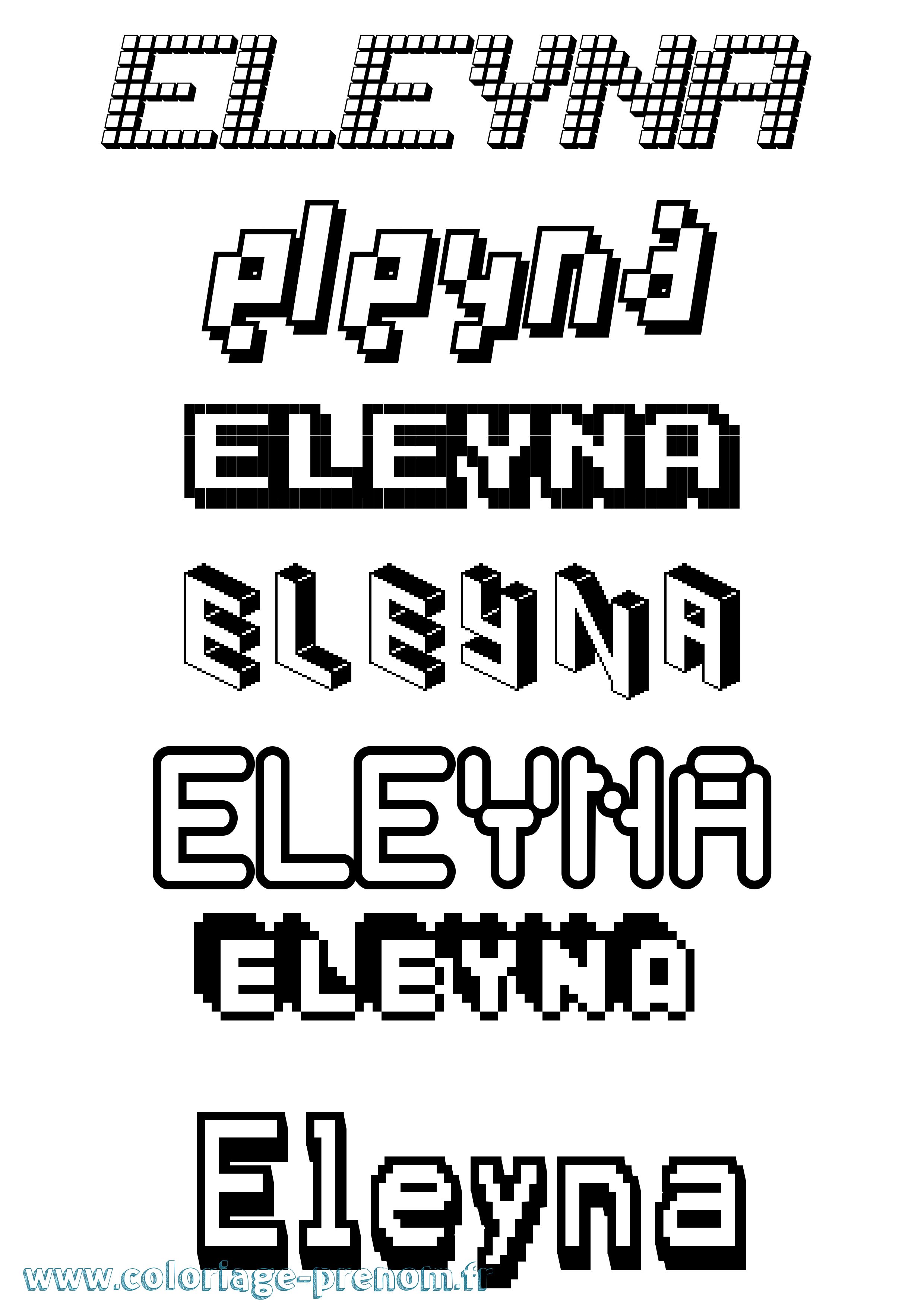 Coloriage prénom Eleyna Pixel