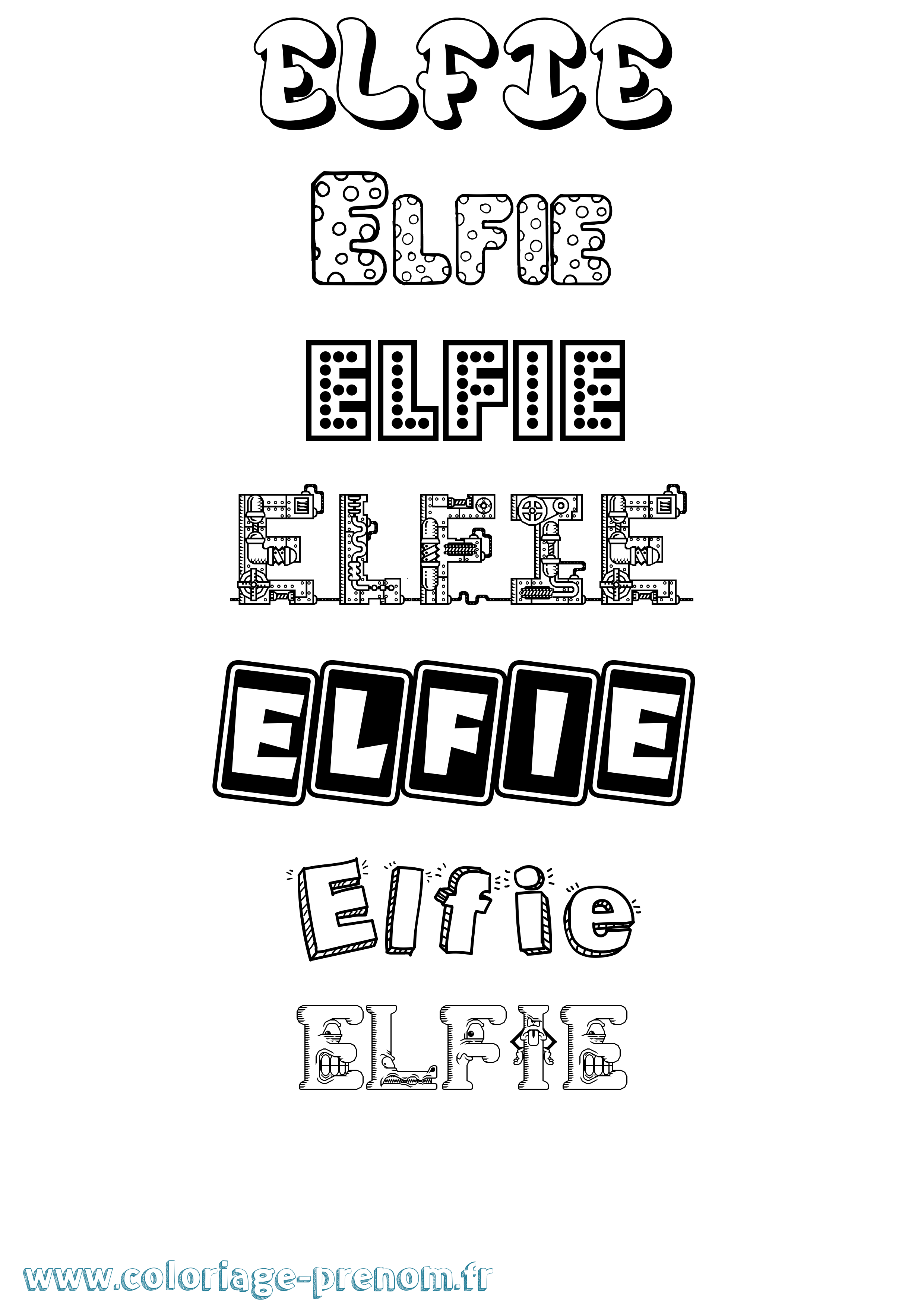 Coloriage prénom Elfie Fun