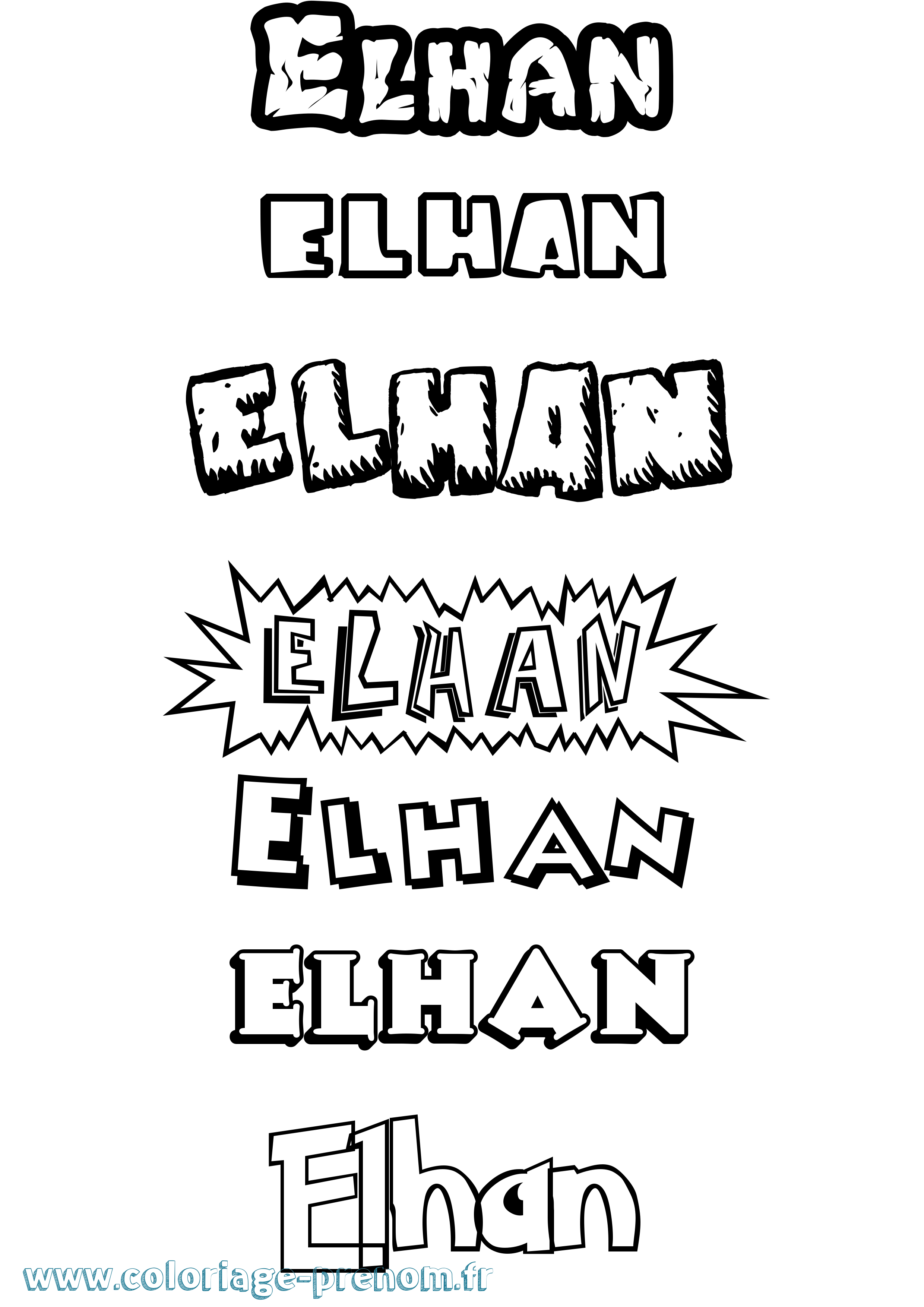 Coloriage Elhan Dessin Animé Coloriage prénom Elhan Dessin Animé