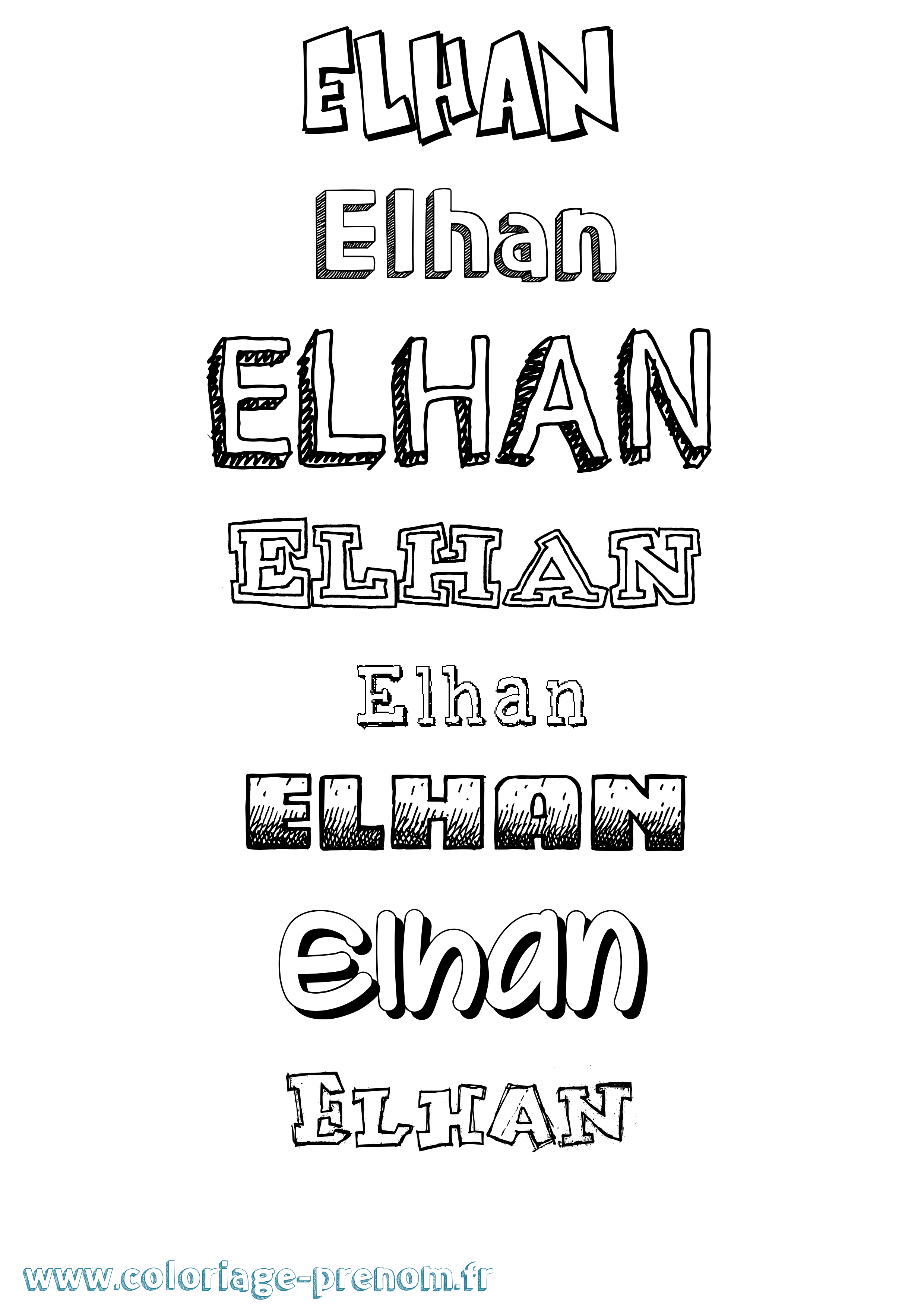 Coloriage Elhan Dessiné Coloriage prénom Elhan Dessiné
