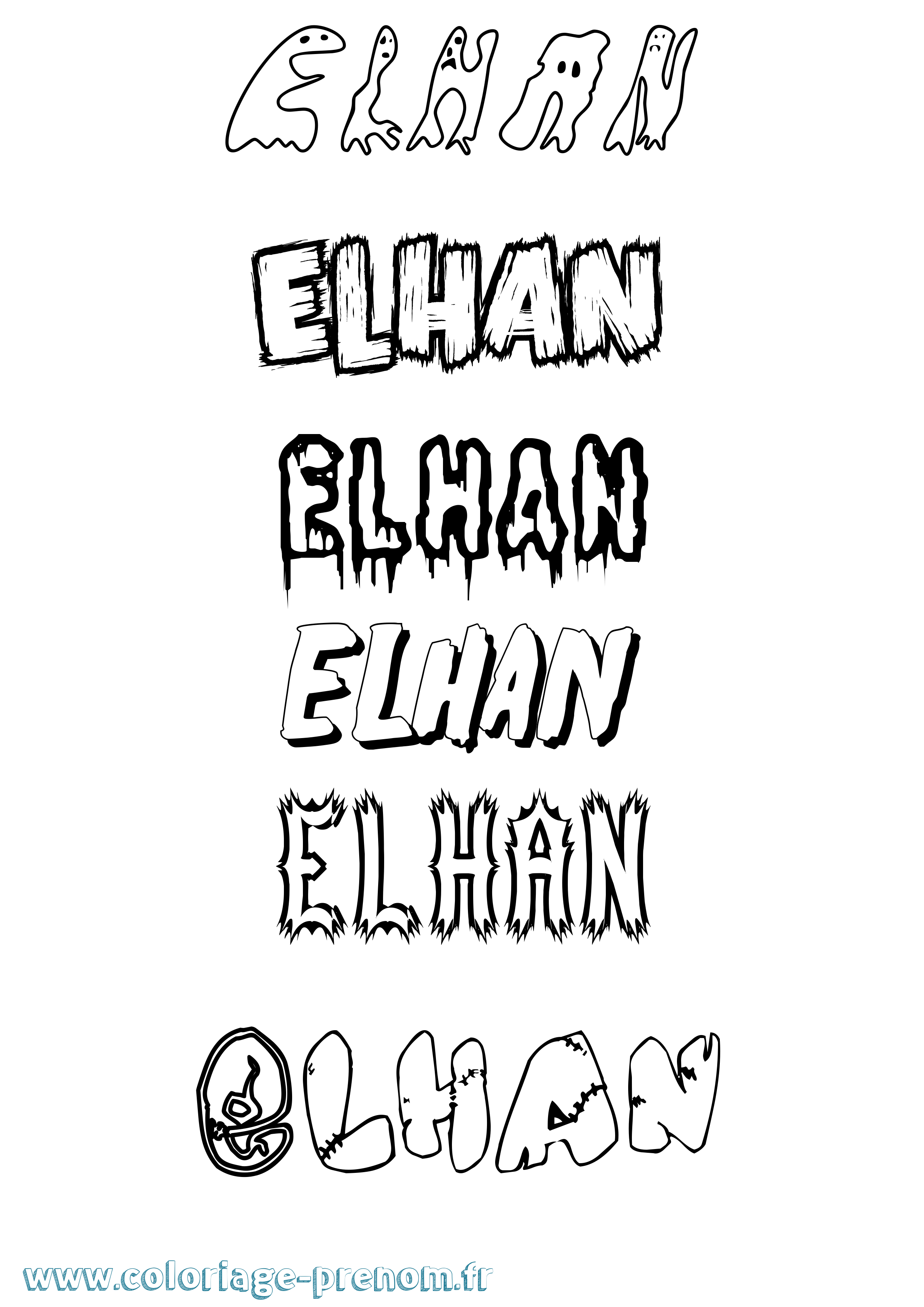 Coloriage Elhan Frisson Coloriage prénom Elhan Frisson