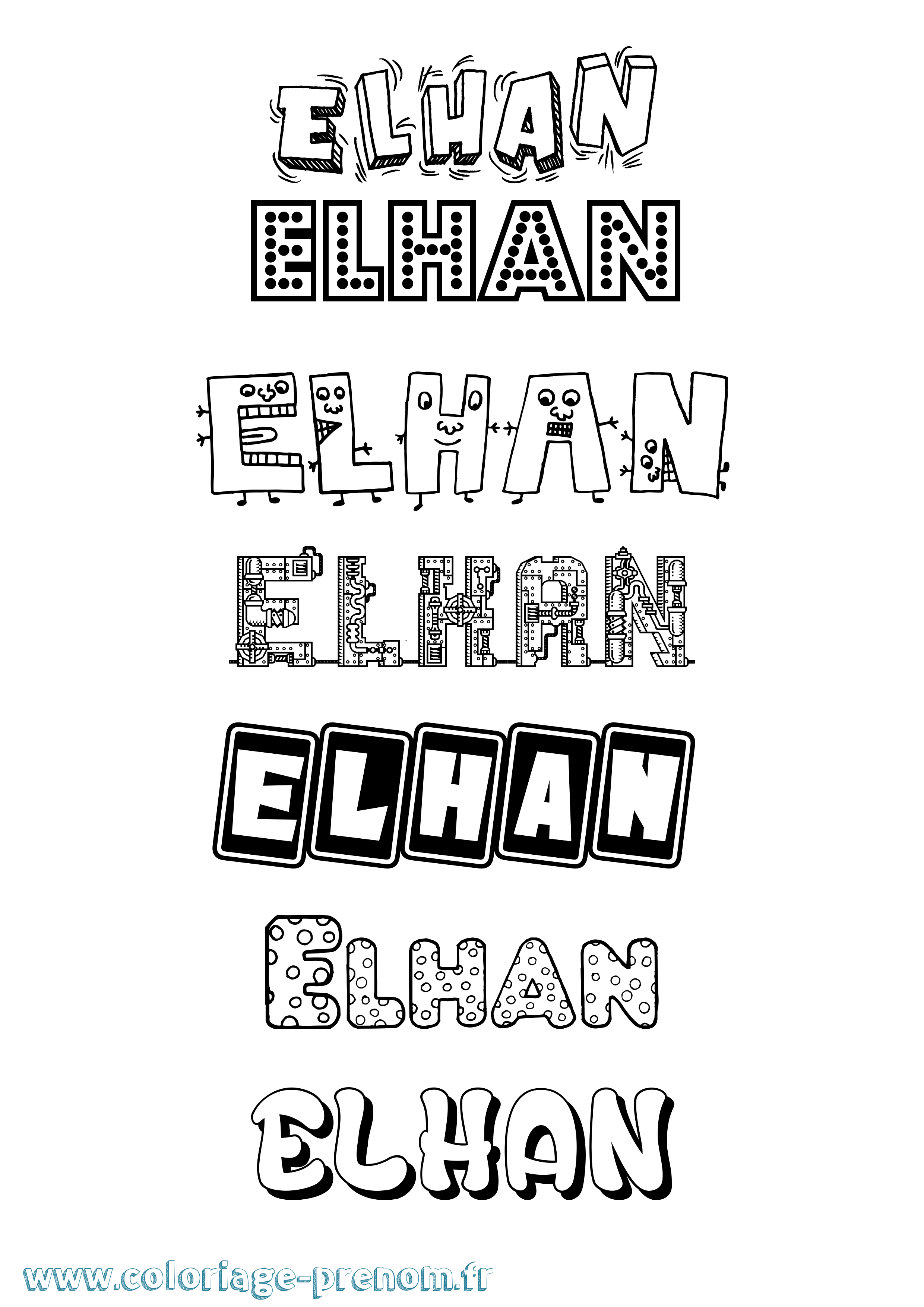 Coloriage Elhan Fun Coloriage prénom Elhan Fun