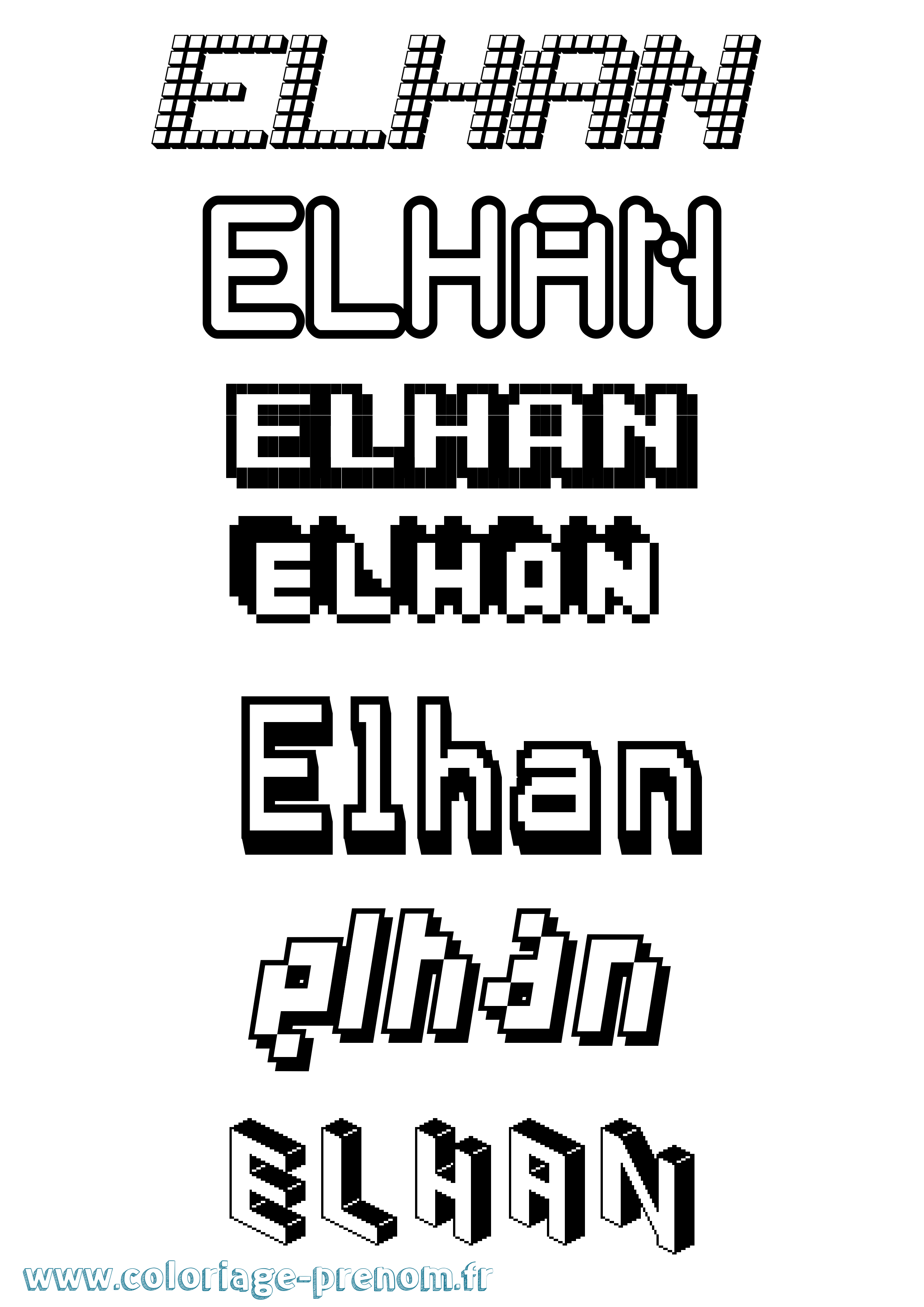 Coloriage Elhan Pixel Coloriage prénom Elhan Pixel