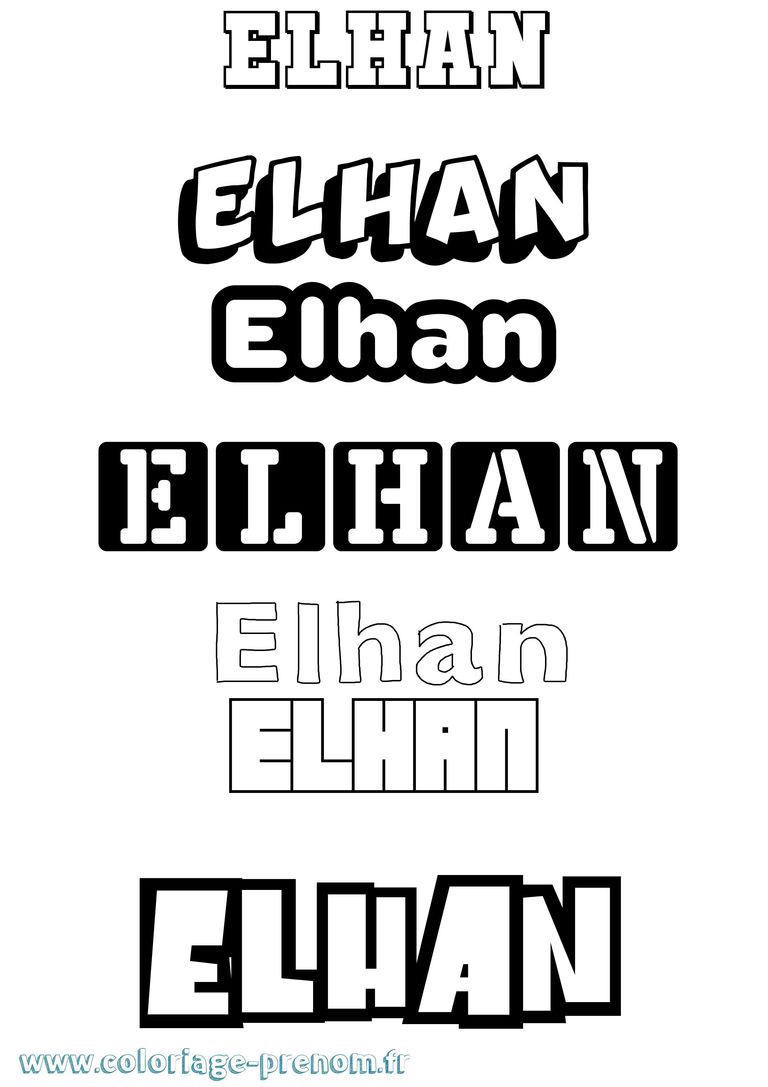 Coloriage Elhan Simple Coloriage prénom Elhan Simple