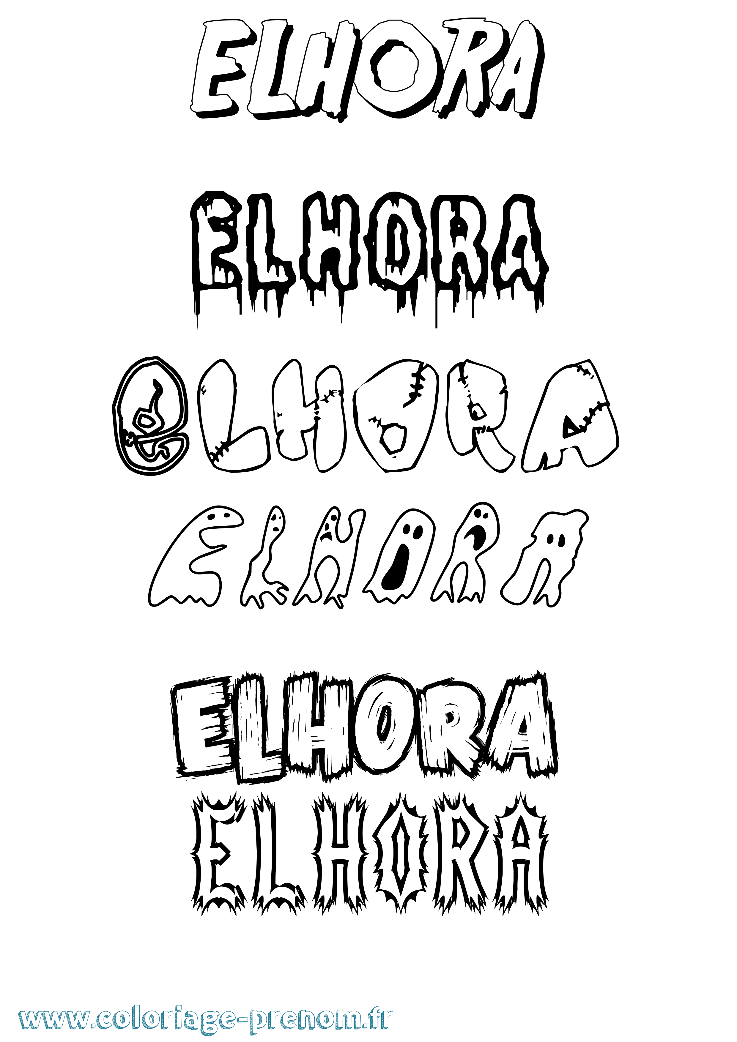 Coloriage prénom Elhora Frisson