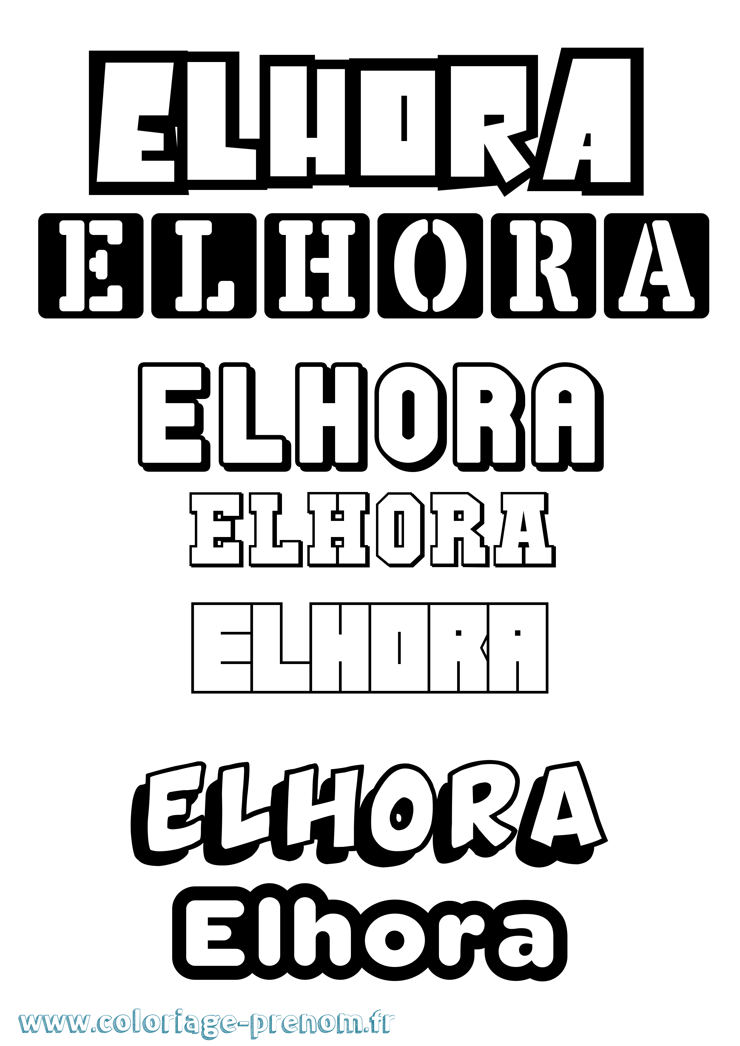 Coloriage prénom Elhora Simple