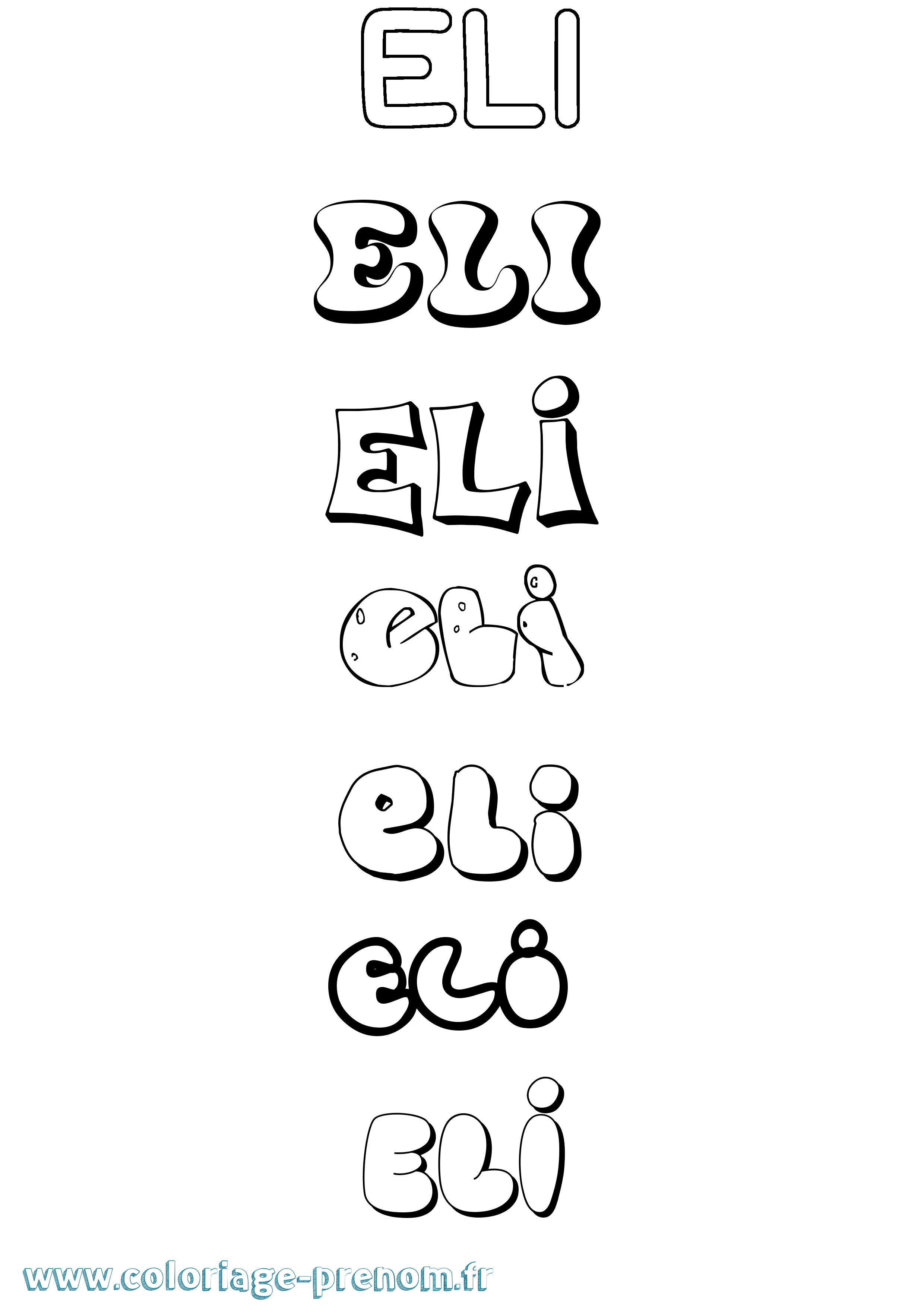 Coloriage prénom Eli Bubble