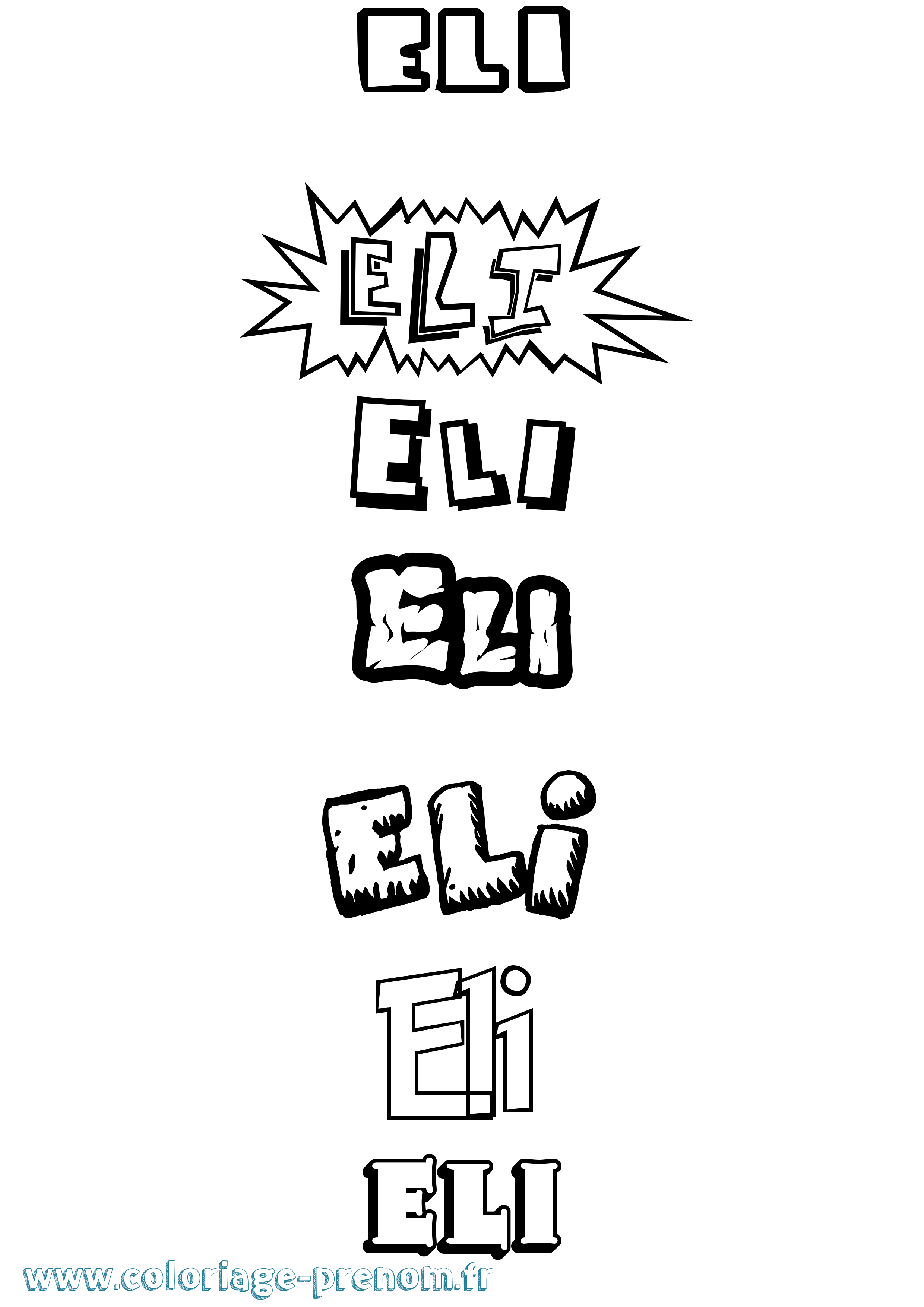 Coloriage Eli Coloriage prénom Eli