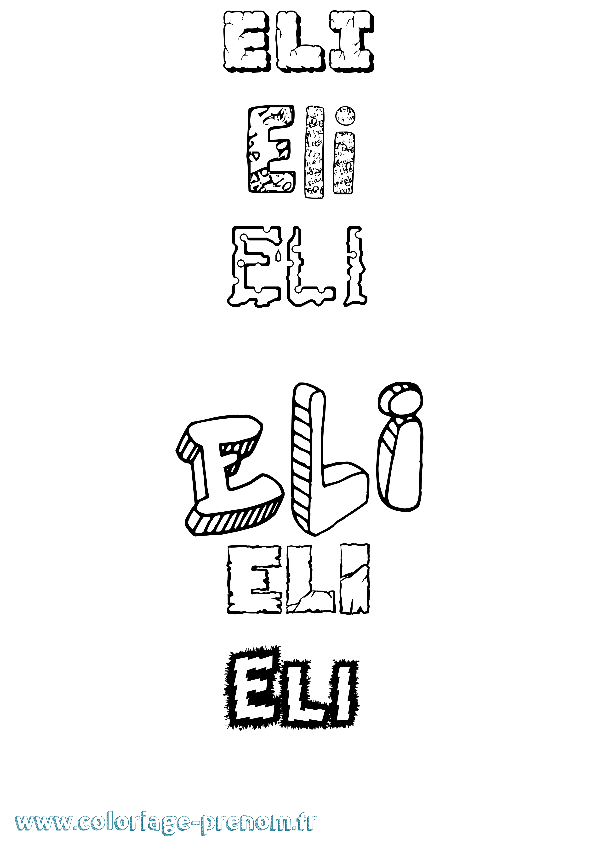 Coloriage Eli Coloriage prénom Eli