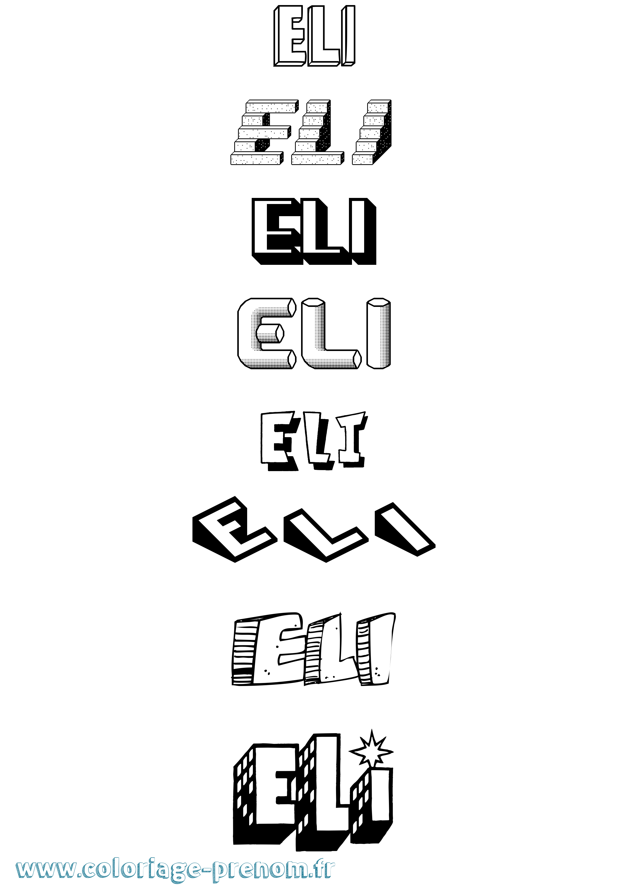 Coloriage Eli Coloriage prénom Eli