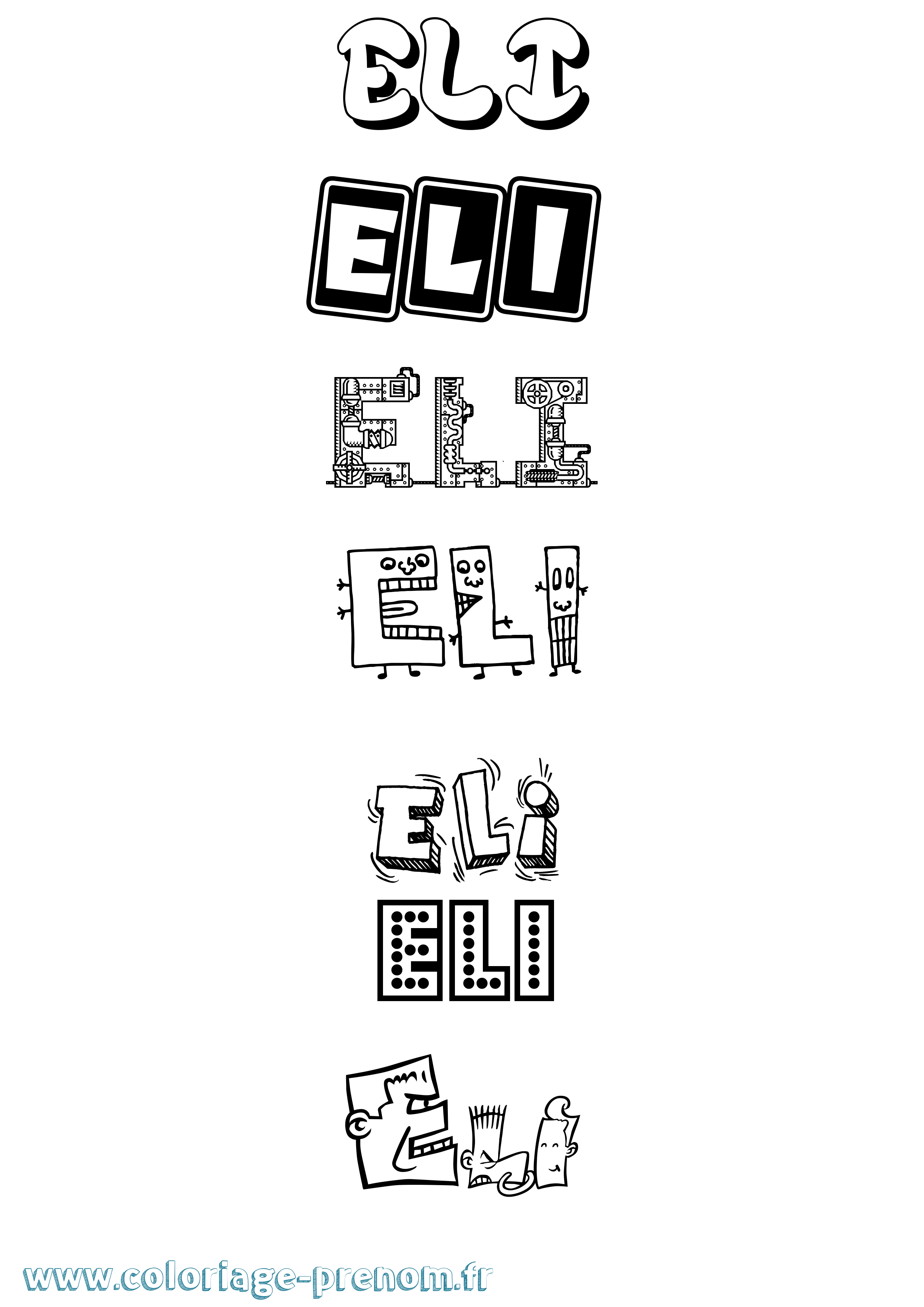 Coloriage prénom Eli Fun