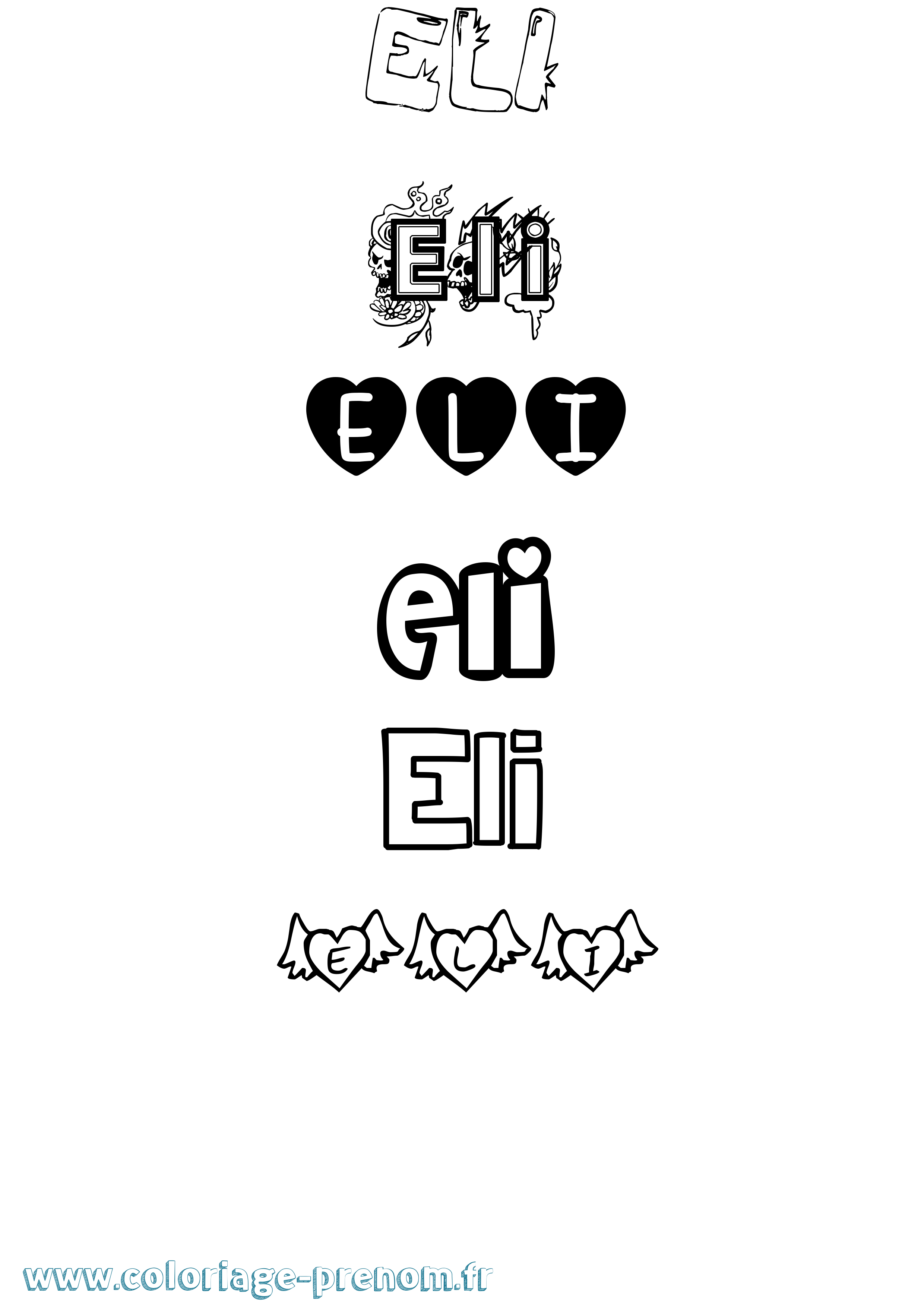 Coloriage Eli Coloriage prénom Eli