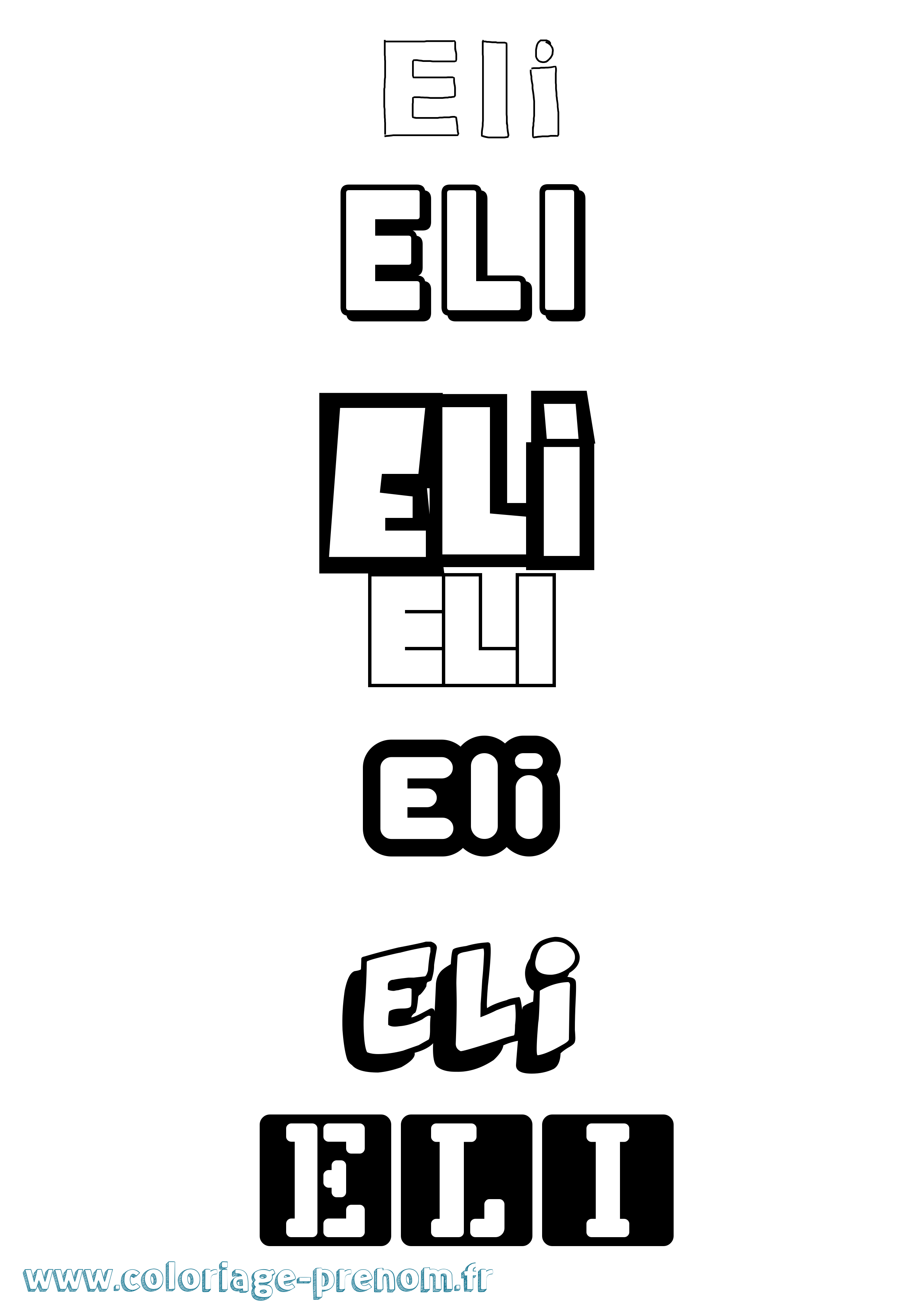 Coloriage prénom Eli Simple