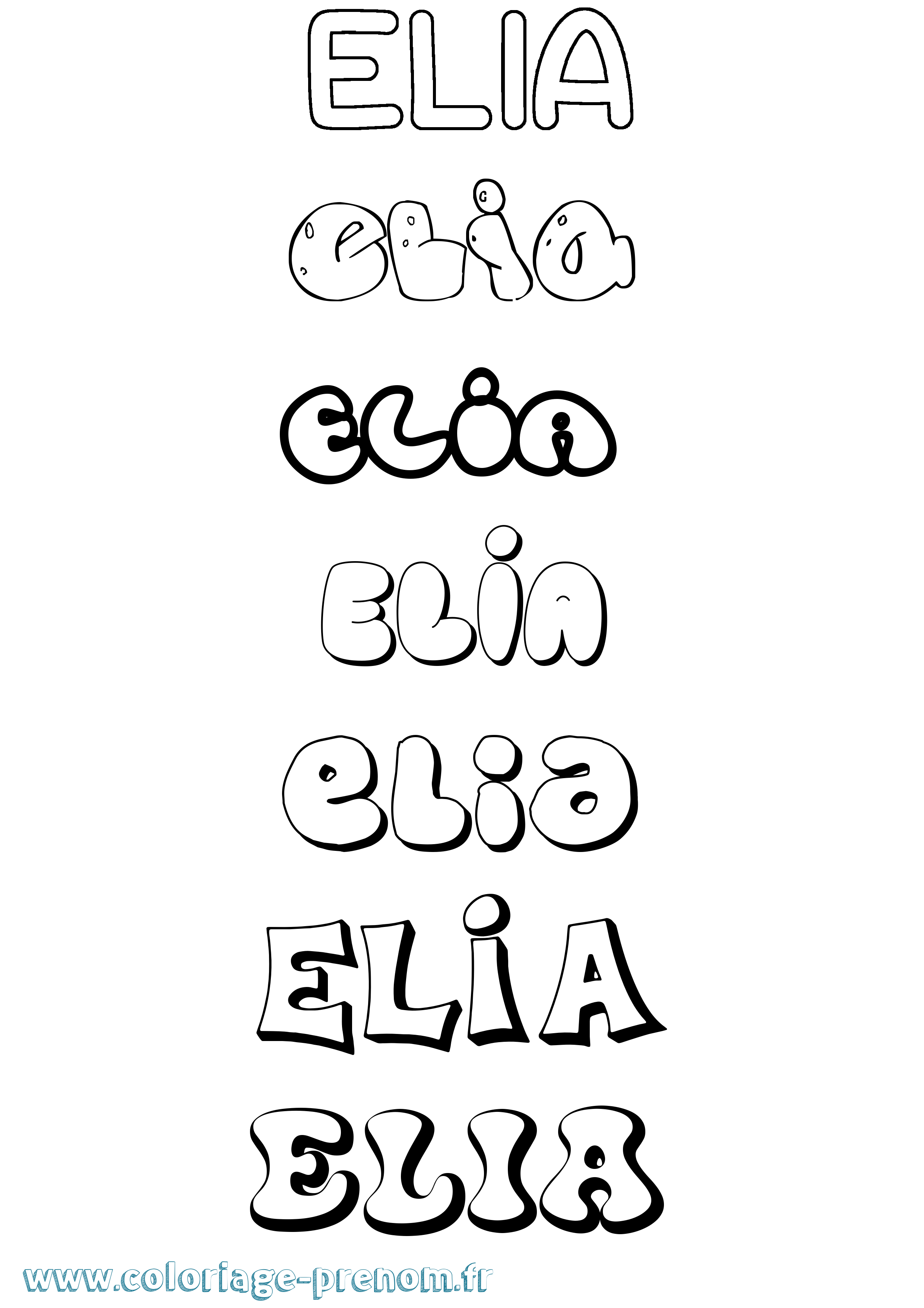 Coloriage Elia Coloriage prénom Elia