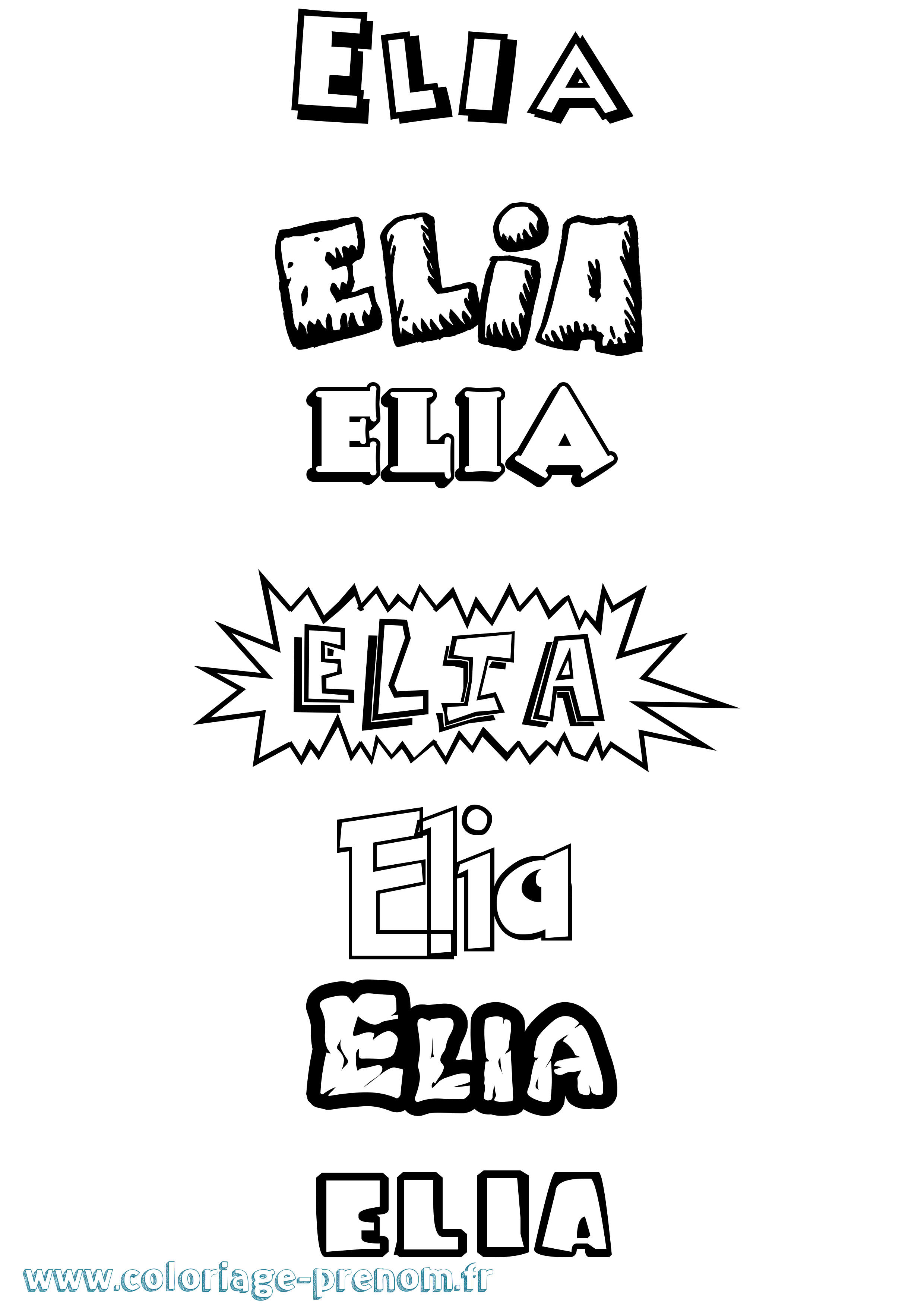 Coloriage Elia Coloriage prénom Elia