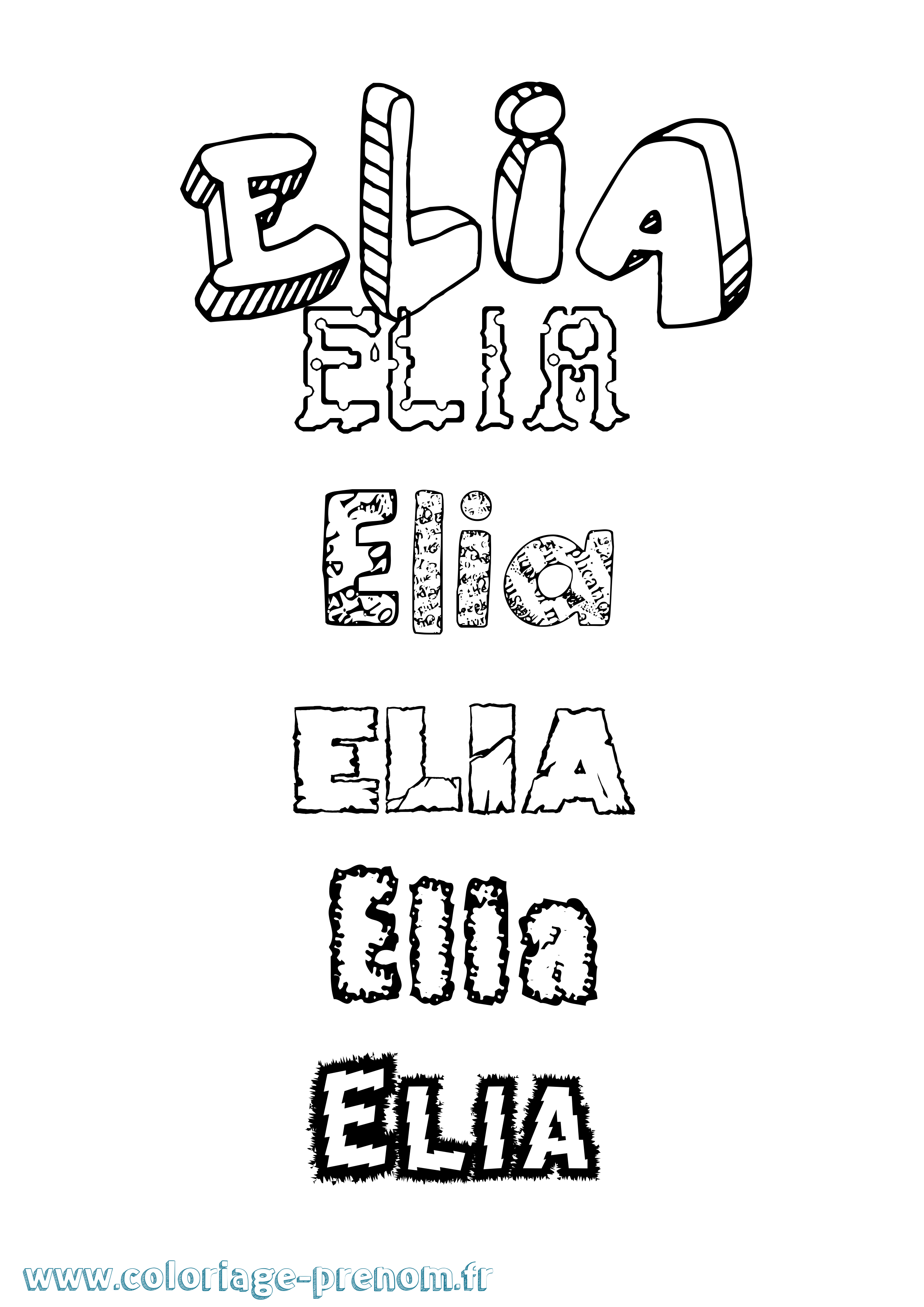 Coloriage prénom Elia Destructuré