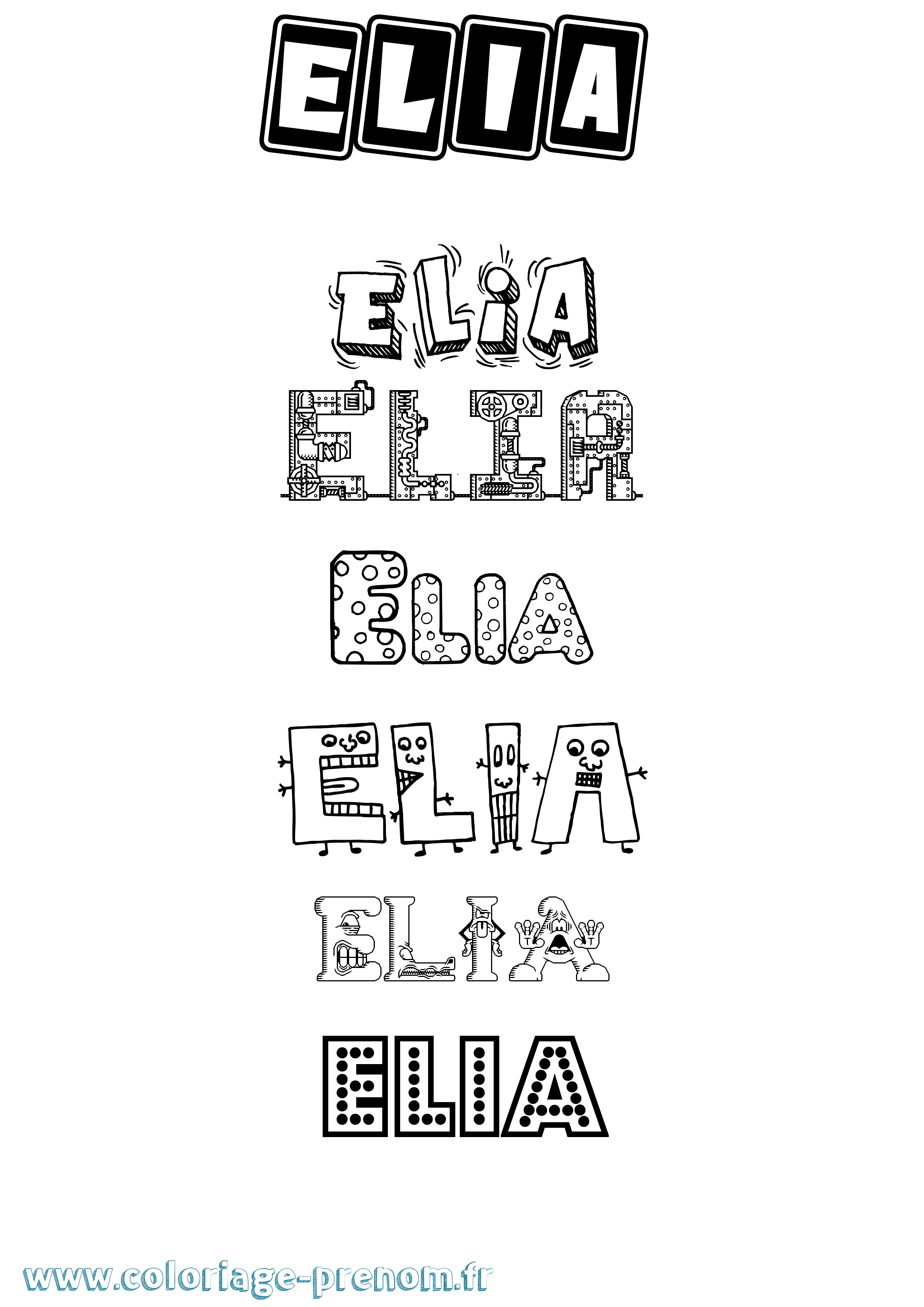 Coloriage prénom Elia Fun