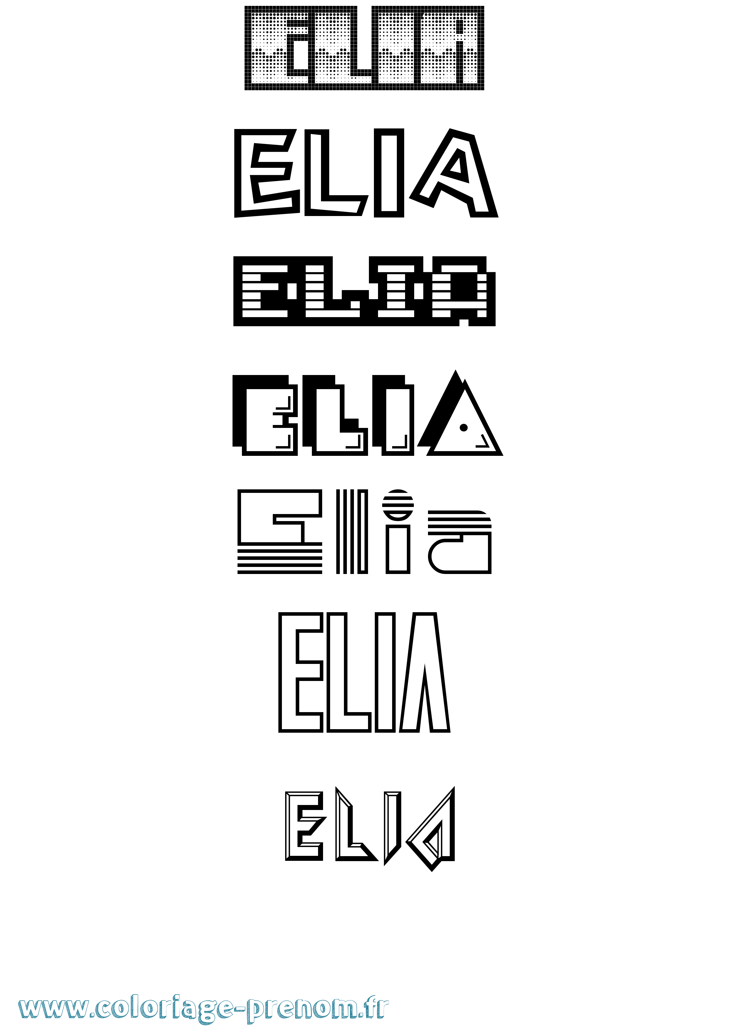 Coloriage prénom Elia