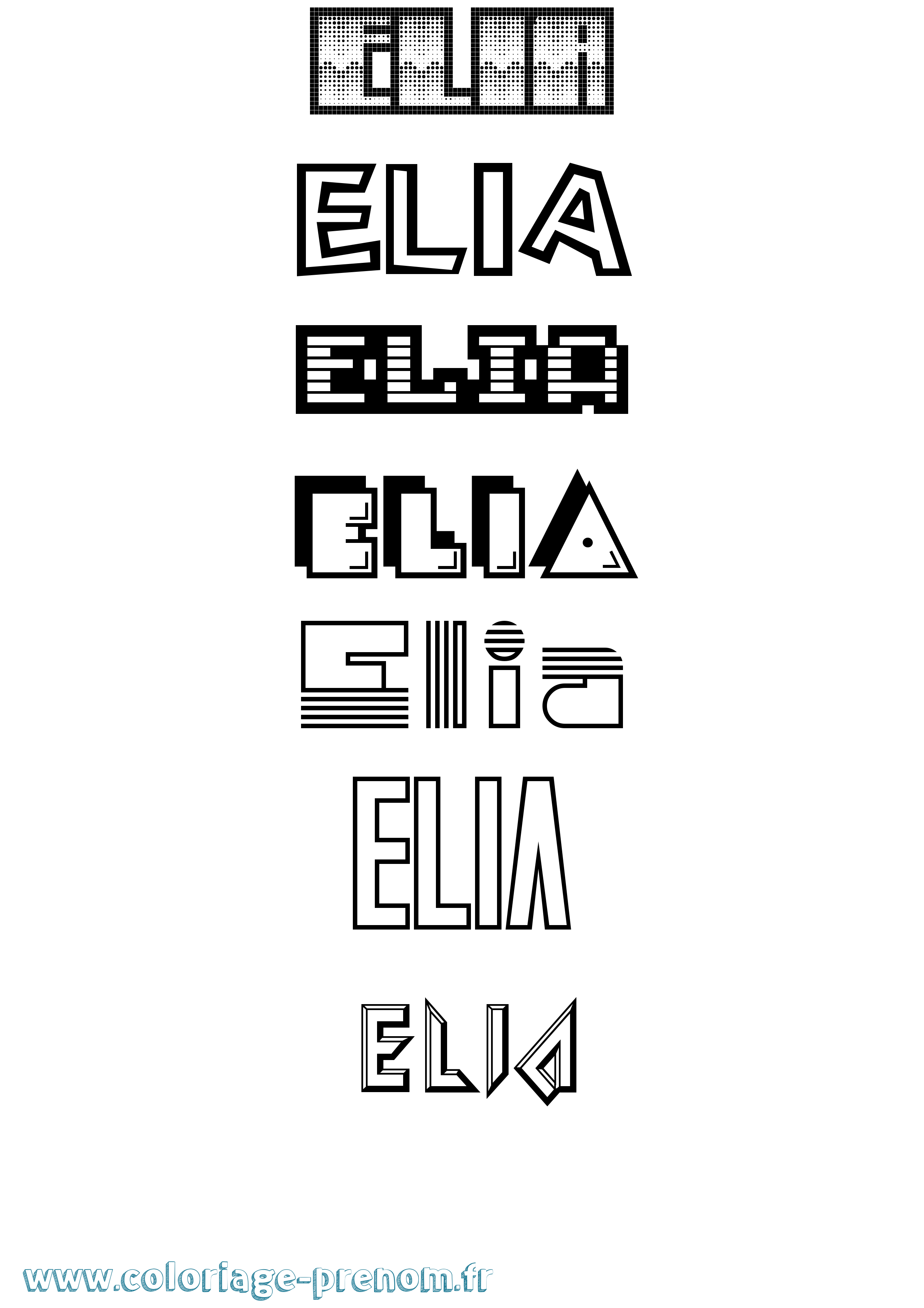 Coloriage Elia Coloriage prénom Elia