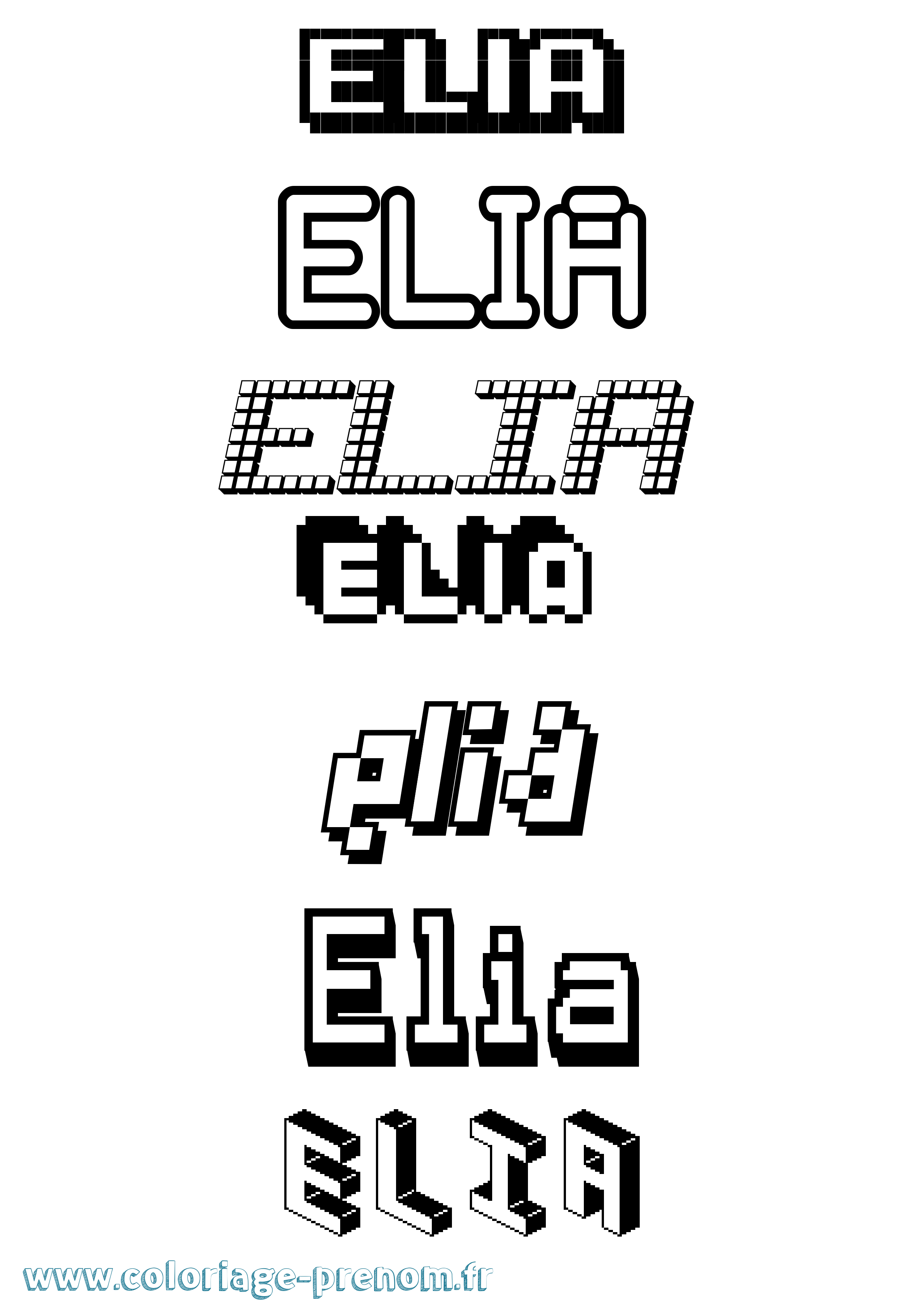 Coloriage Elia Coloriage prénom Elia
