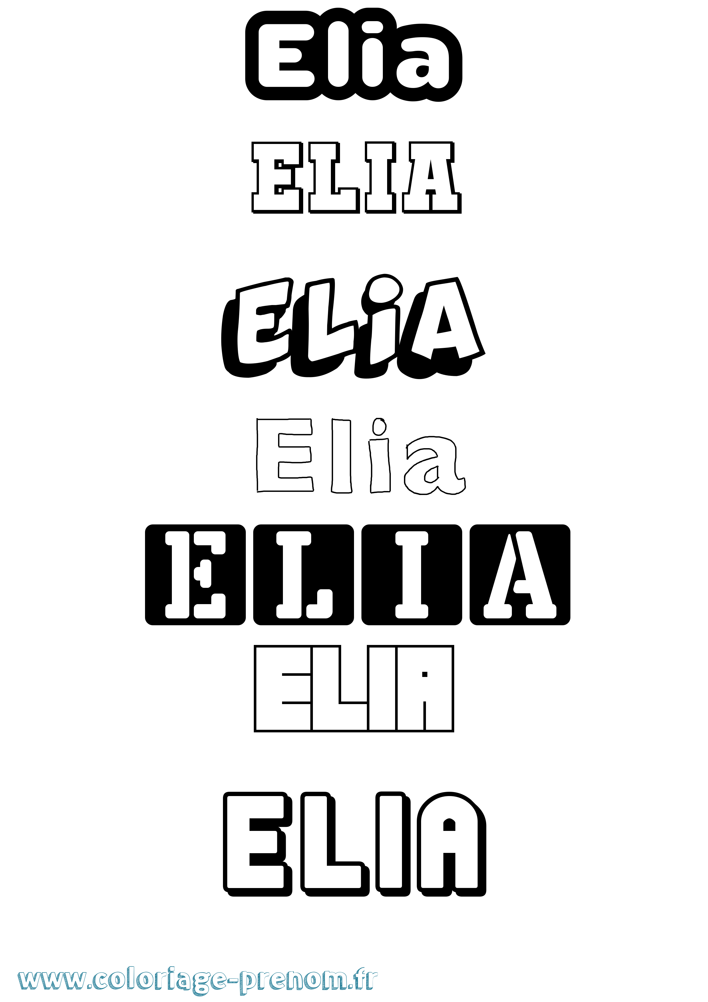 Coloriage Elia Coloriage prénom Elia
