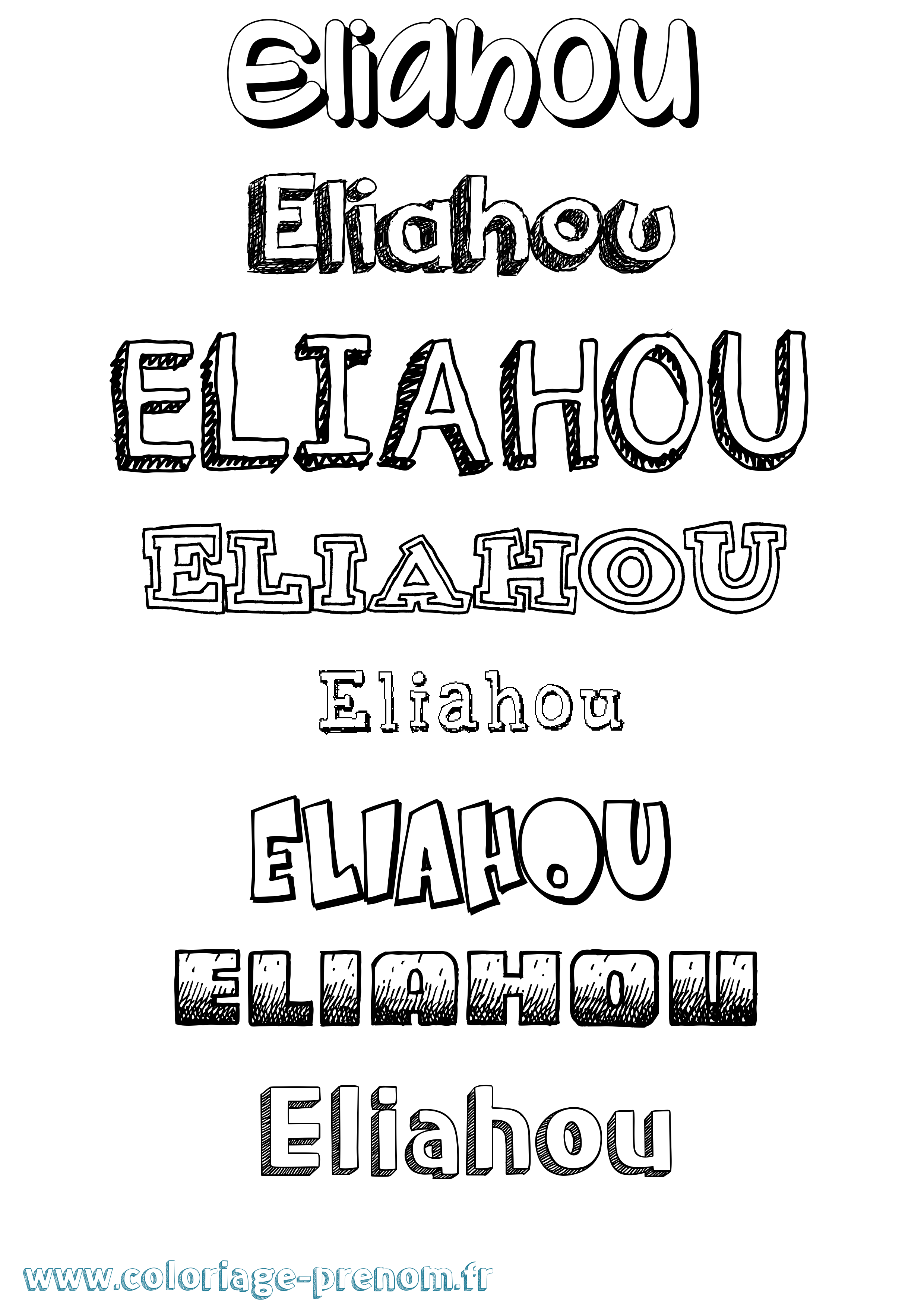 Coloriage prénom Eliahou Dessiné