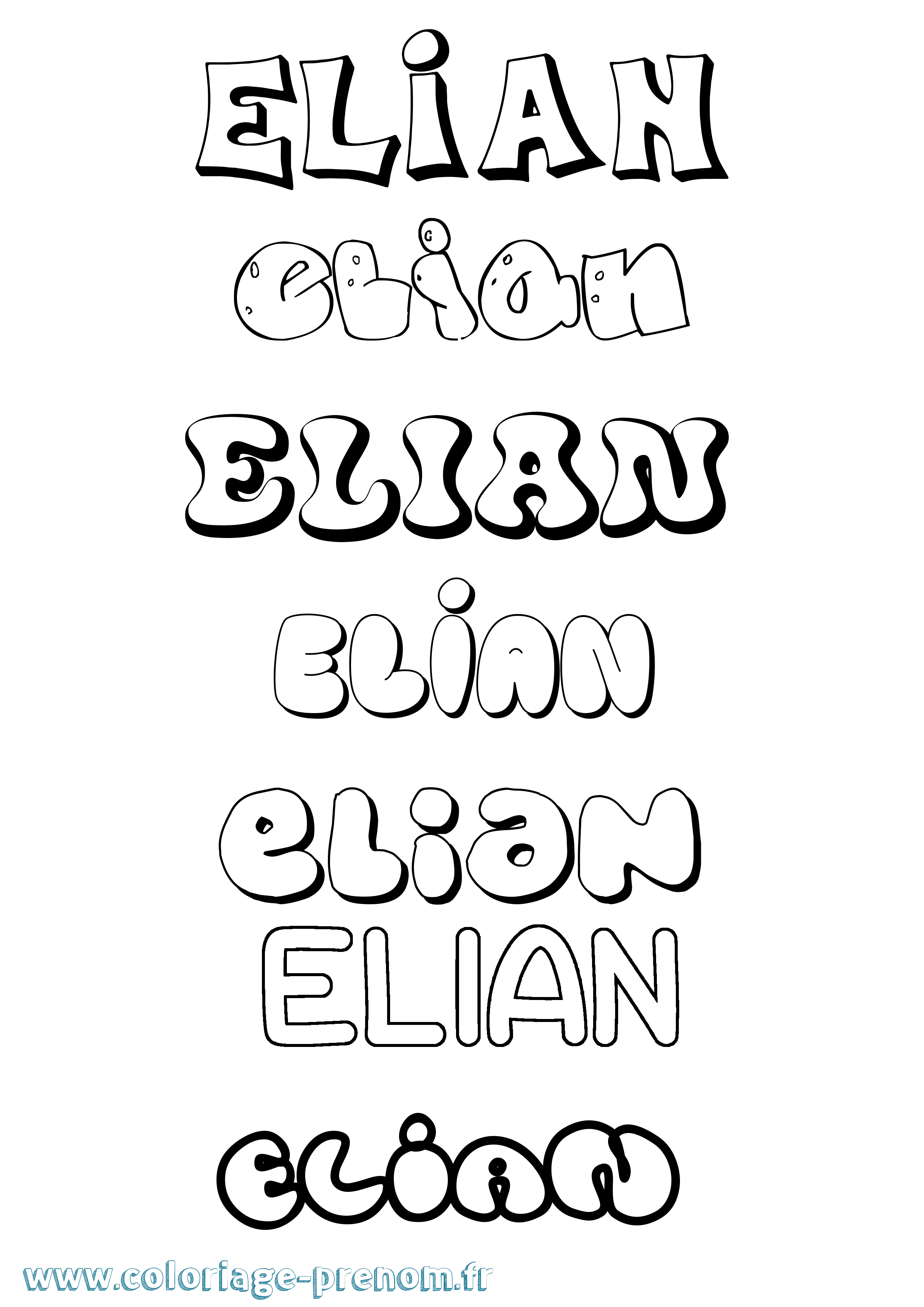 Coloriage Elian Coloriage prénom Elian