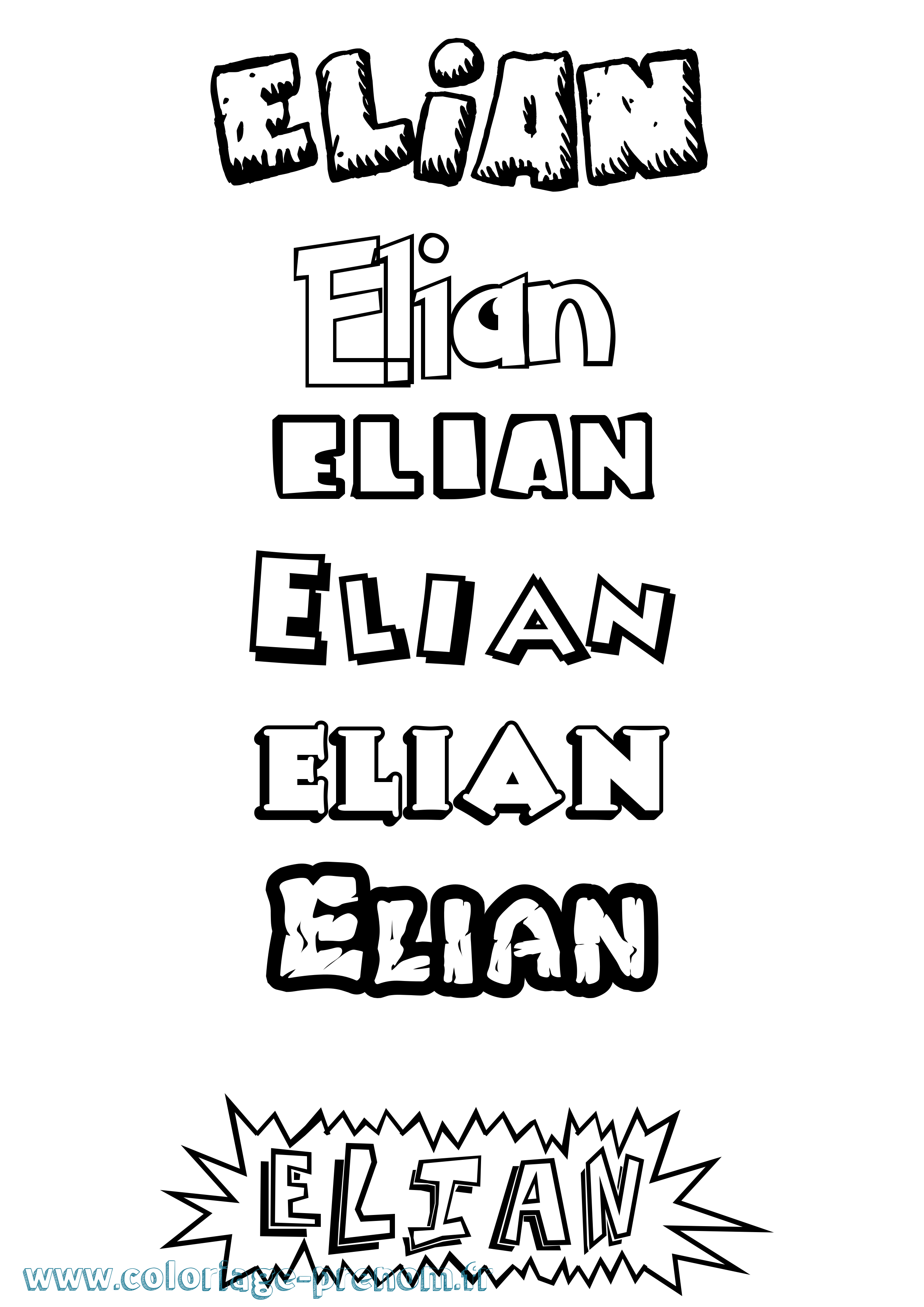 Coloriage prénom Elian Dessin Animé
