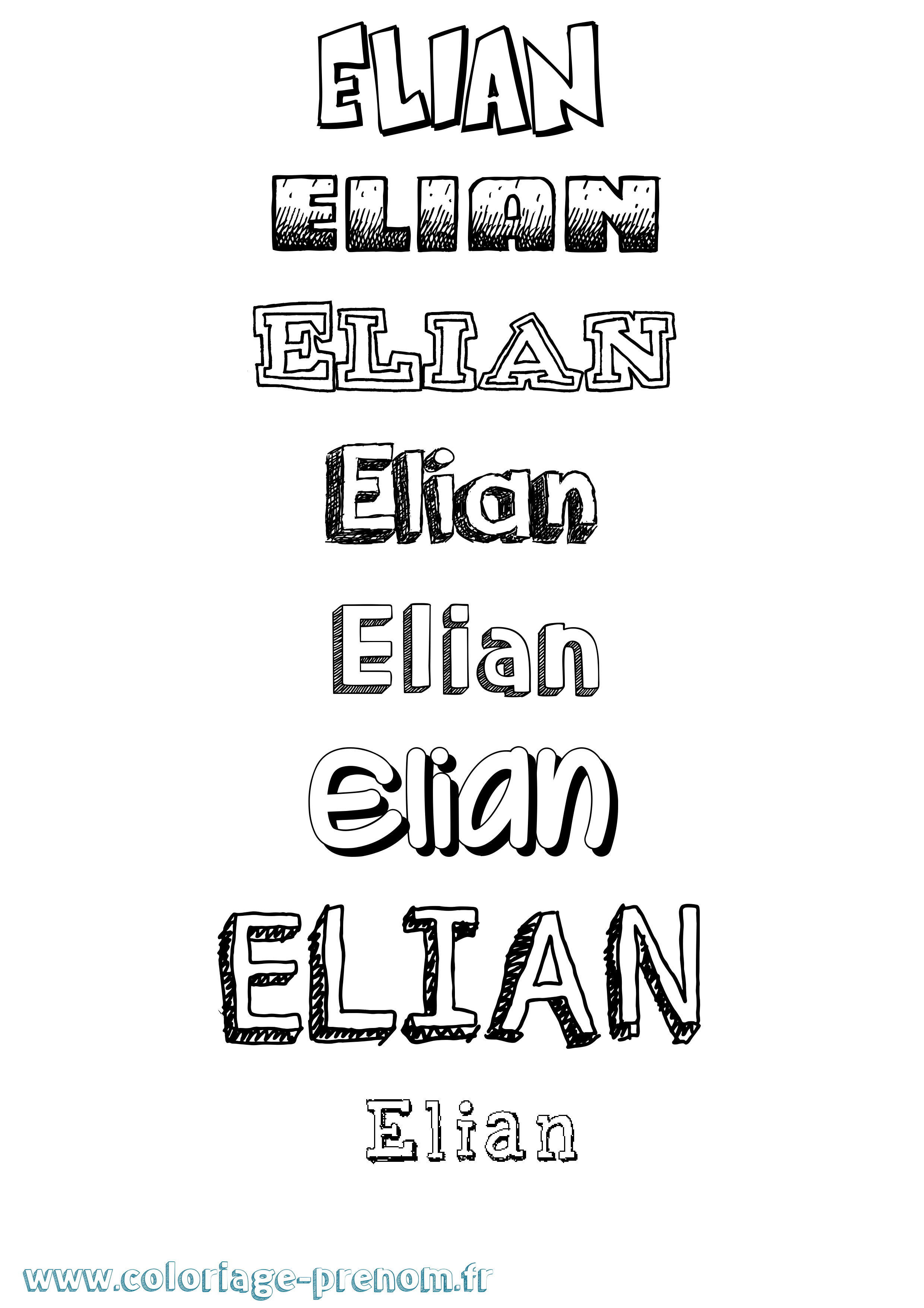 Coloriage prénom Elian Dessiné