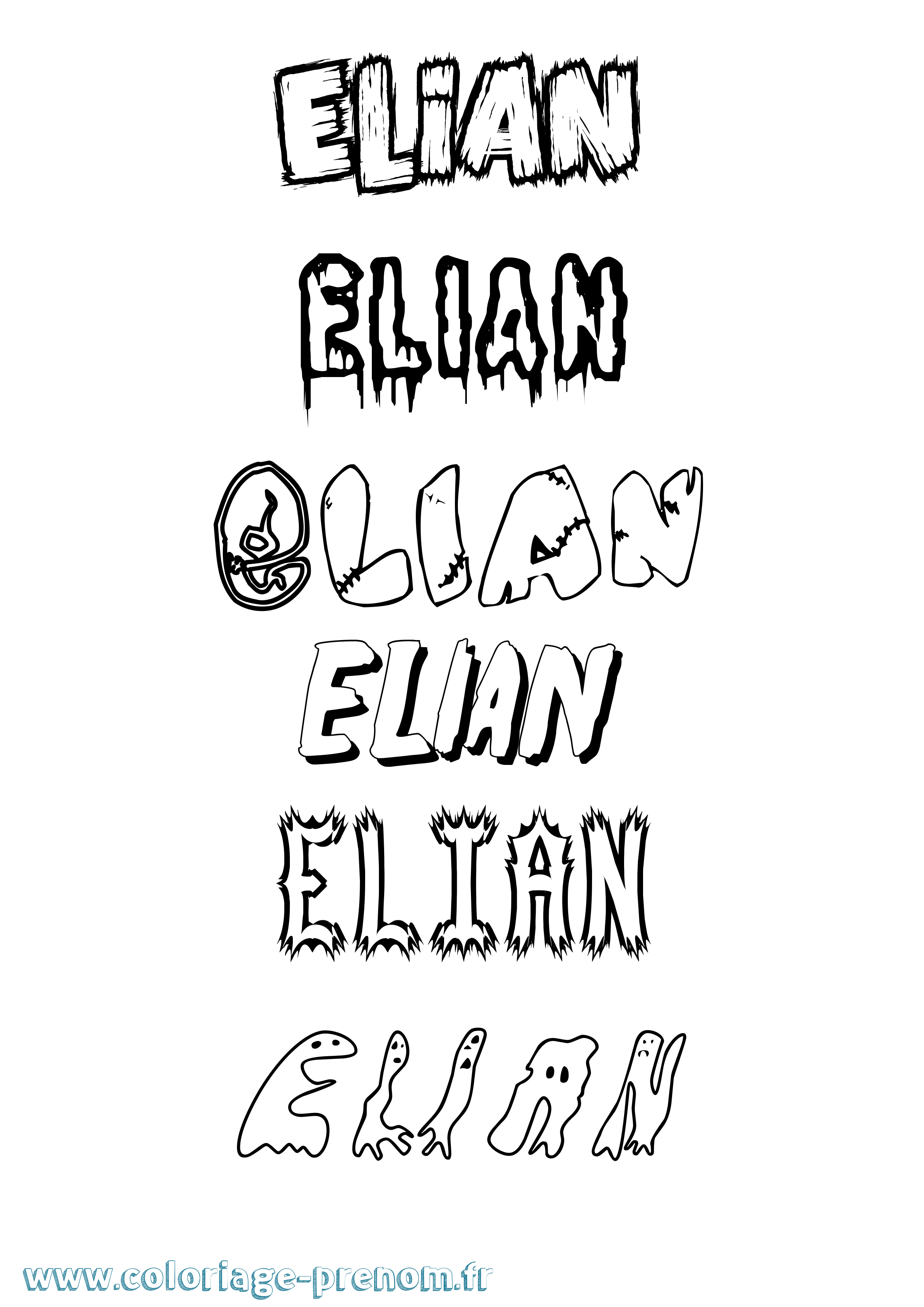 Coloriage prénom Elian Frisson
