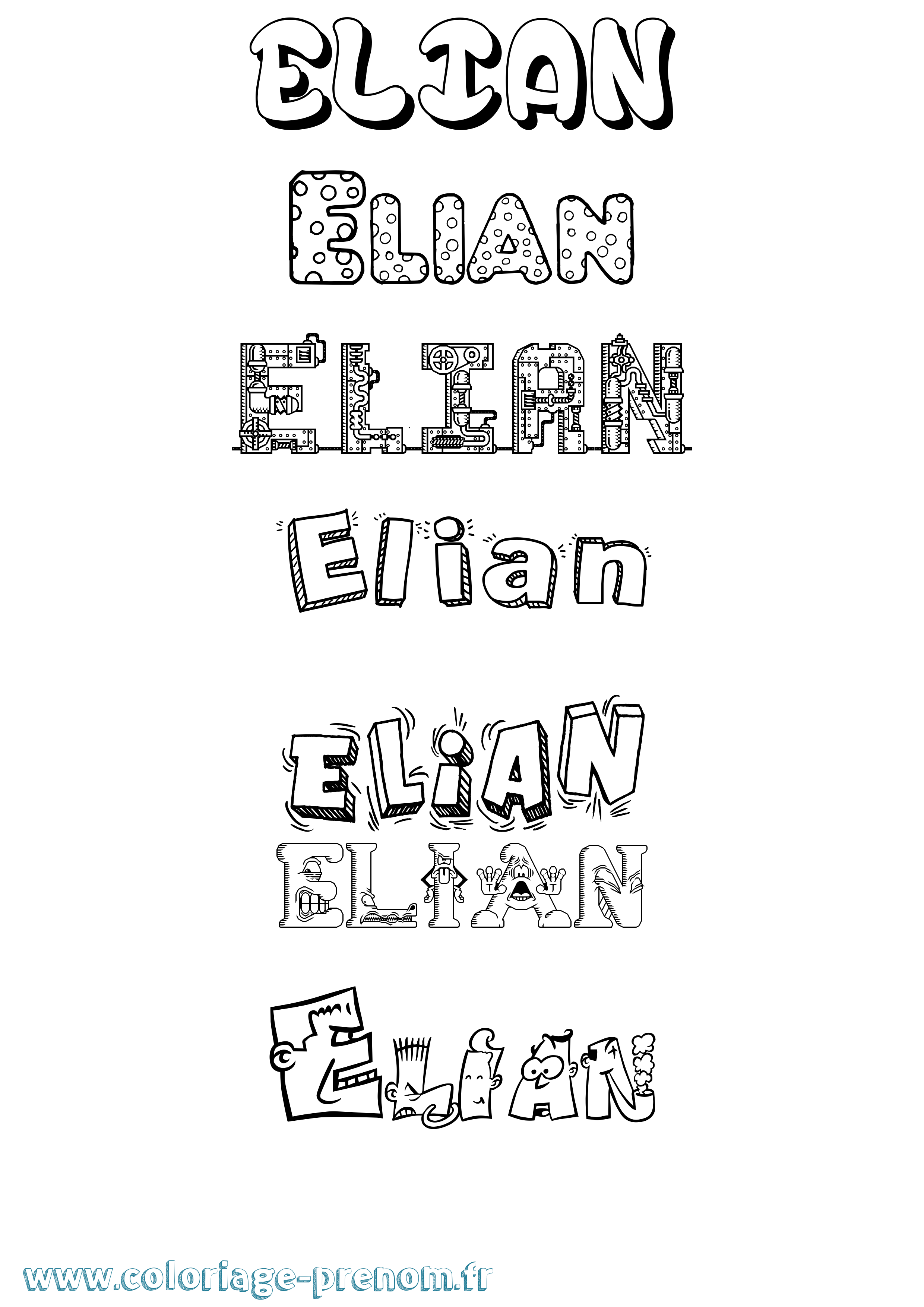 Coloriage prénom Elian Fun