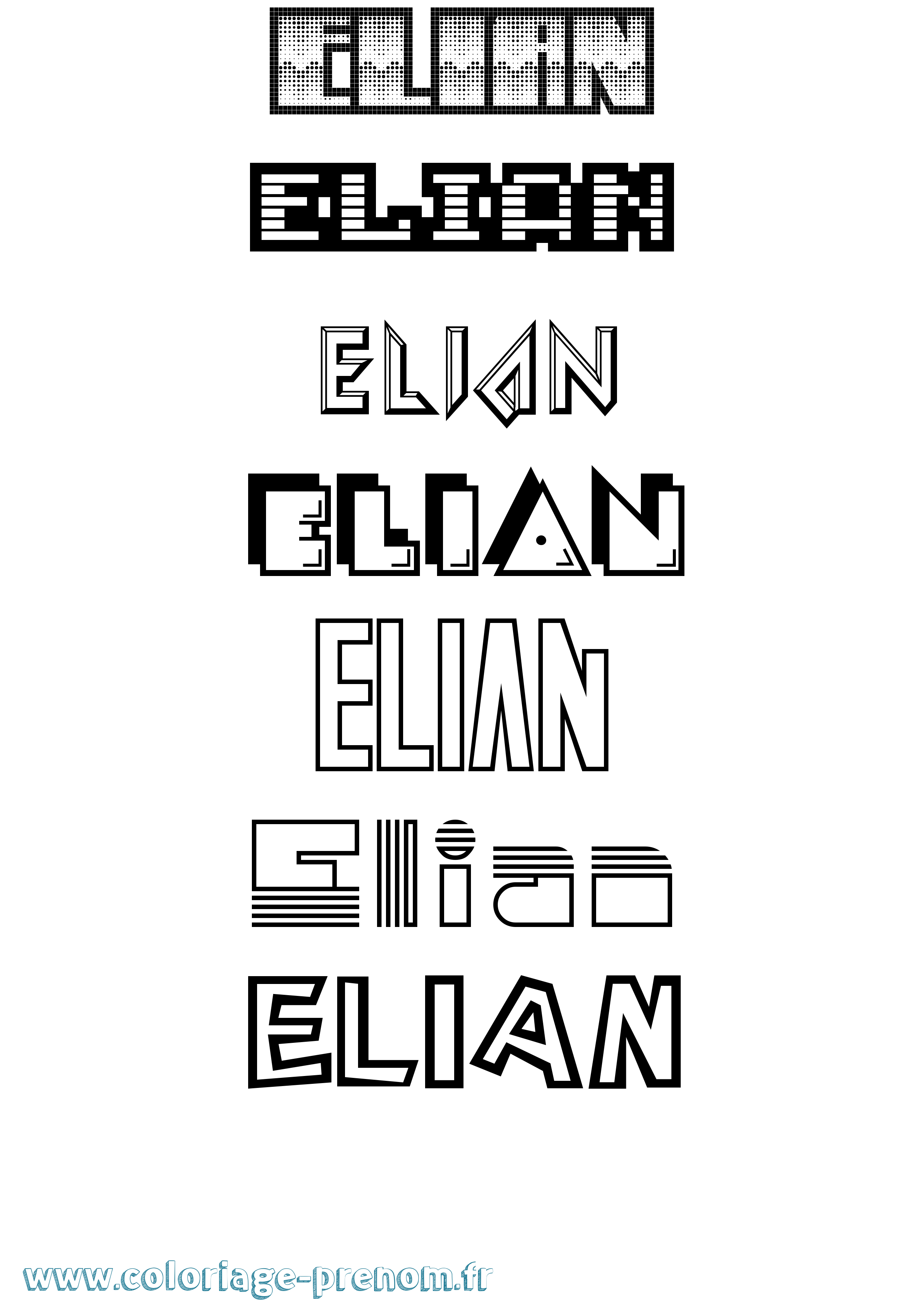 Coloriage Elian Coloriage prénom Elian